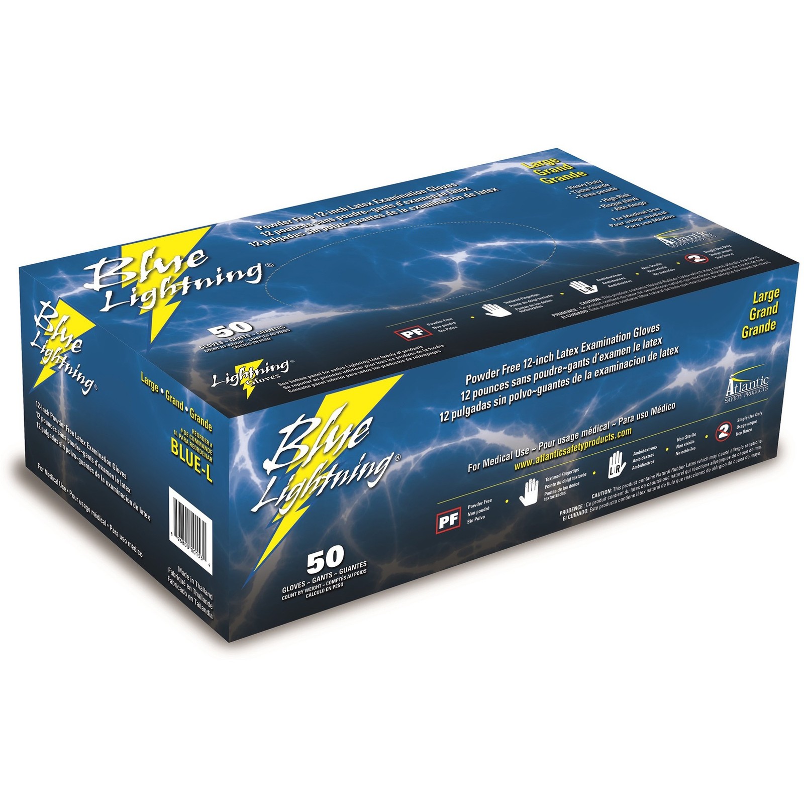 Atlantic Safety BLUE-M Latex Gloves, ultra-thick, medium