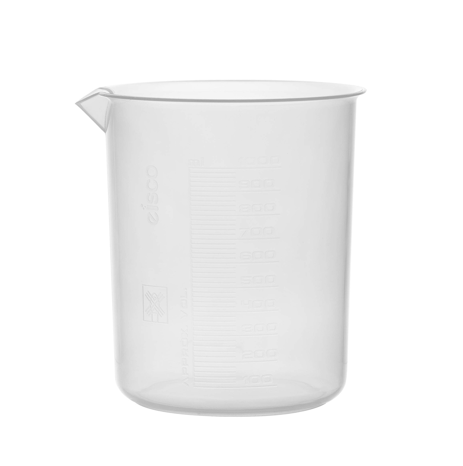 Plastic Beaker 1000mL Polypropylene Measuring Cup with Spout Labware