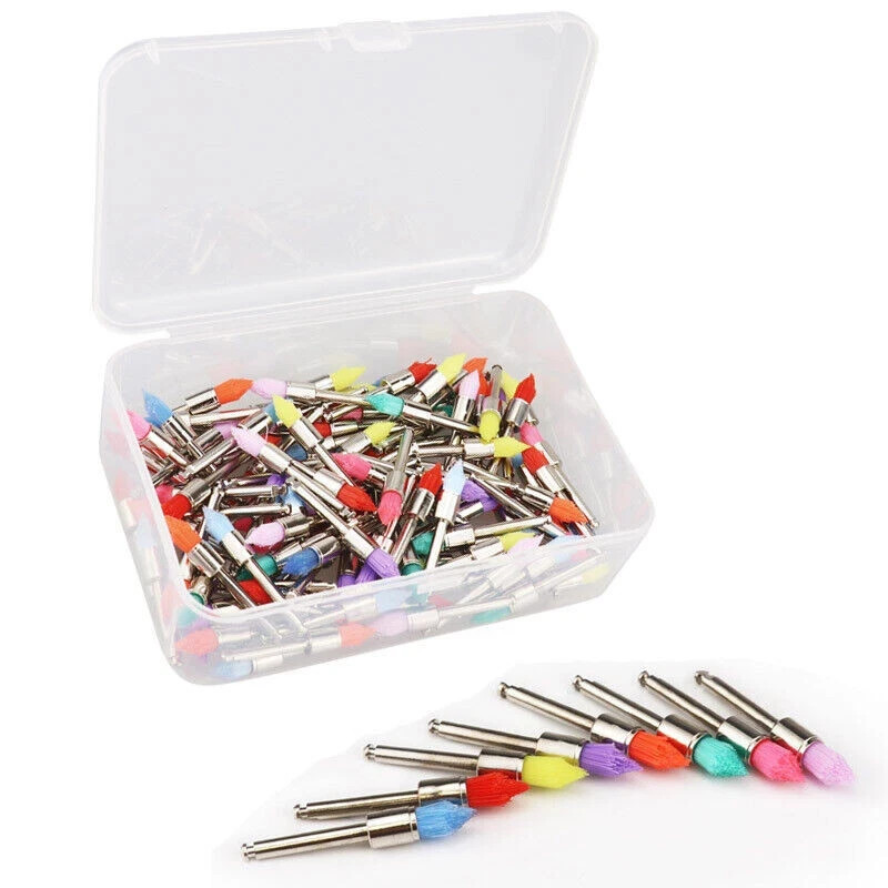 100 Pcs/box Dental Prophy Polishing Brush Nylon Tapered Brush Colorful