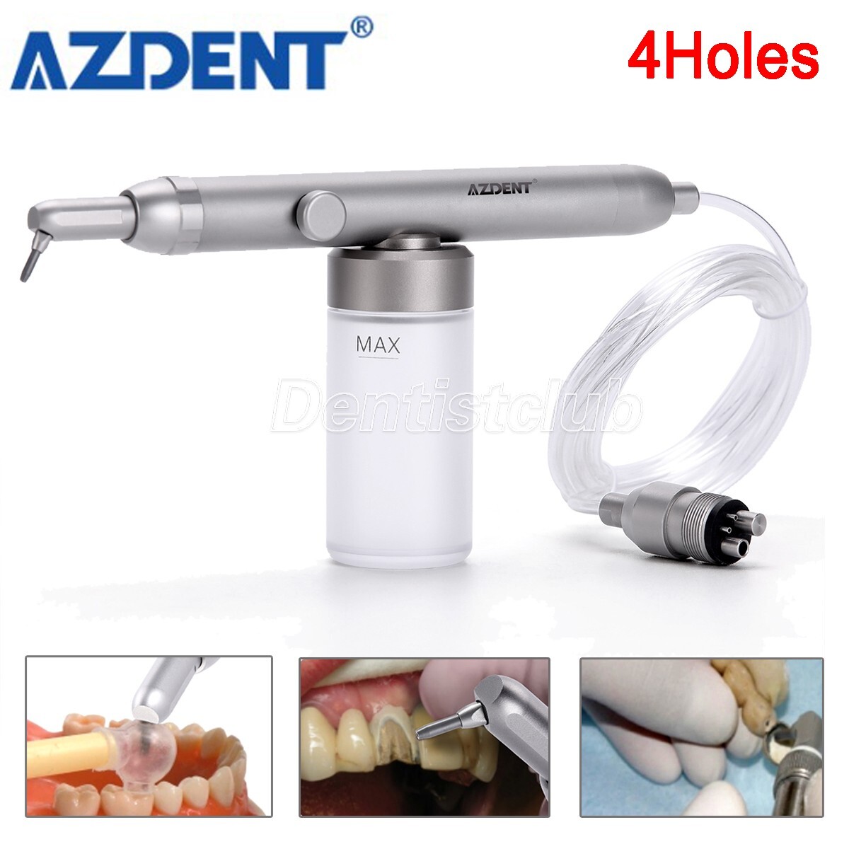 Dental Aluminum Oxide Micro Blaster Air Polisher Sandblasting Gun 4Holes AZDENT