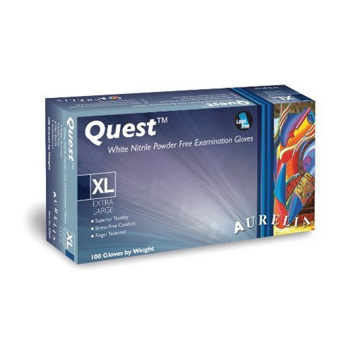 Supermax 92899 Aurelia Quest White Nitrile Exam Gloves Extra Large White 100/Bx
