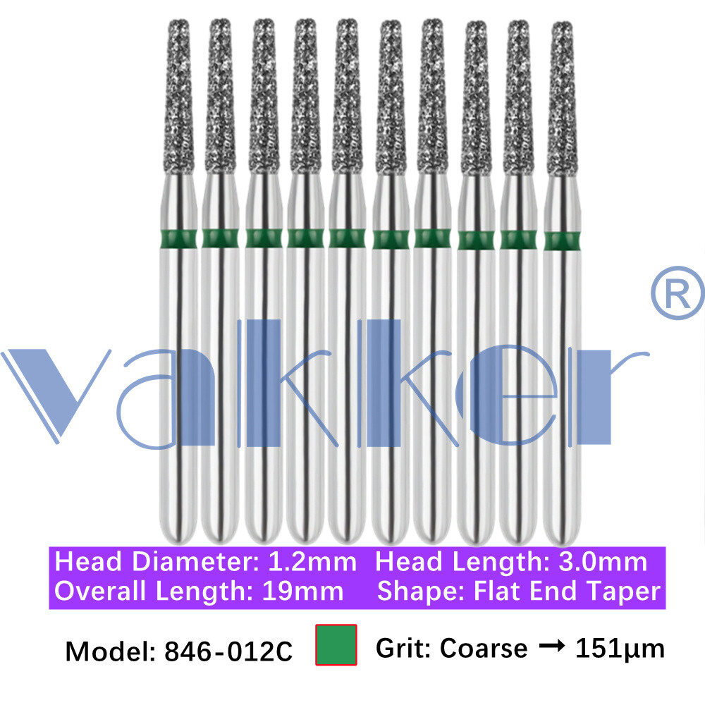 50pc Dental Diamond Bur Modified Flat End Taper Bits 846 847 848 845KR 847KR