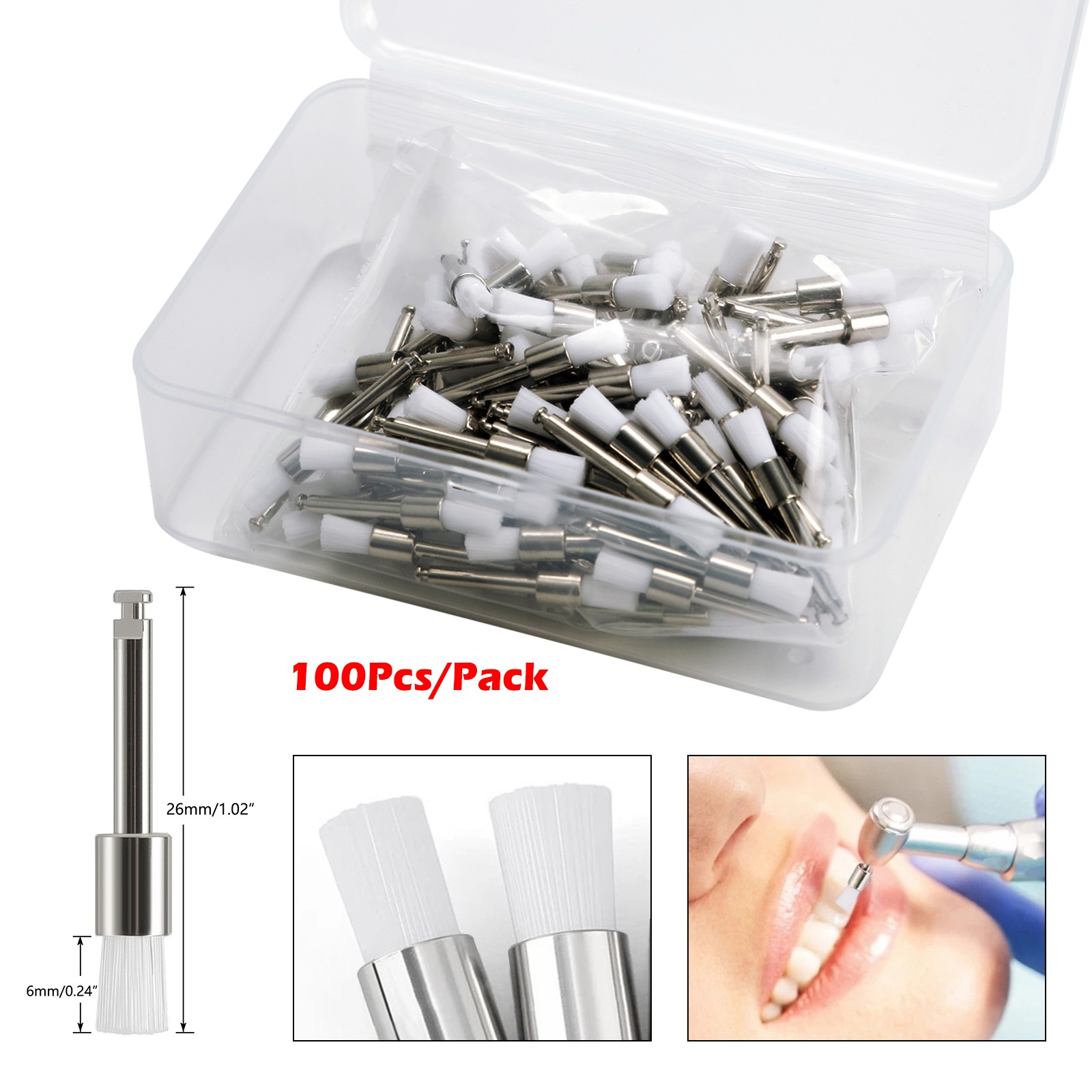 Dental Prophy Polishing Brush Nylon Bristle Flat Prophylaxis RA