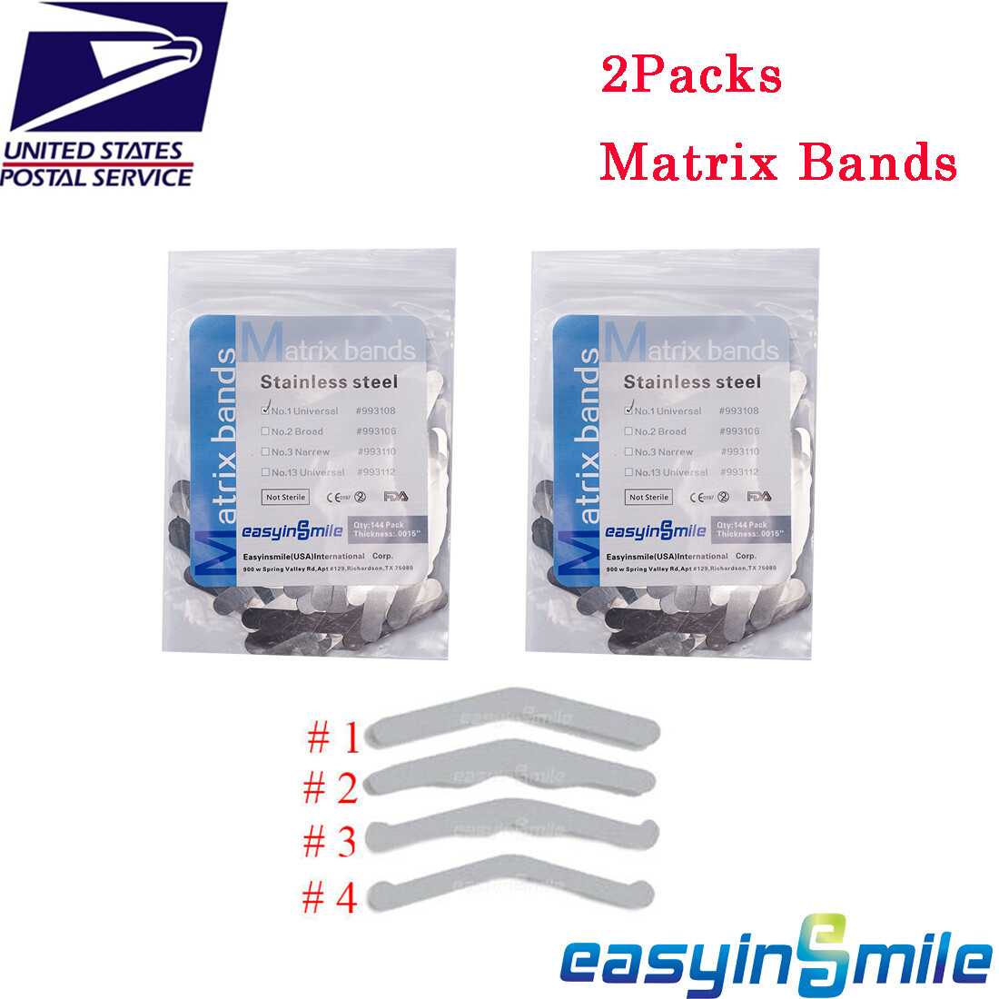 144Pcs*2 Dental Tofflemire Matrix Bands Universal Stainless Steel Bands .0015″
