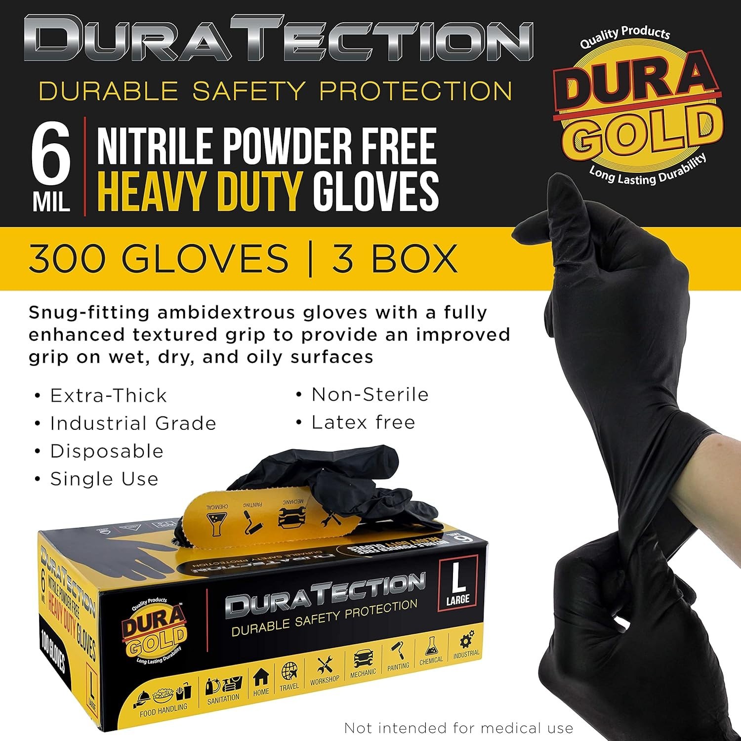 300 Count Heavy-Duty Black Nitrile Gloves – Perfect for Food Service & Mechanics