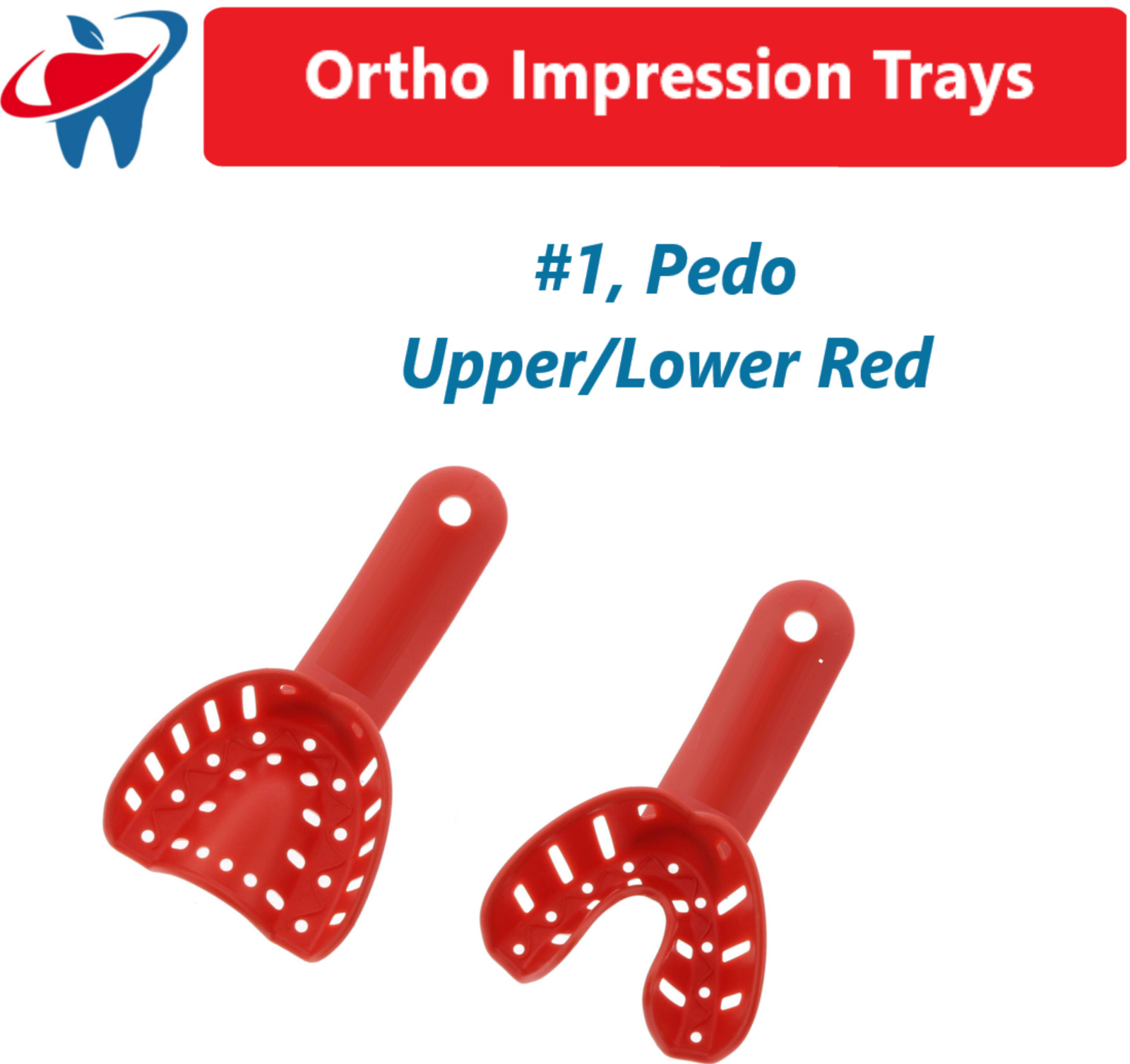 Dental Ortho Impression Trays Perforated Disposable For Child/Pedo Adult 20/Bag