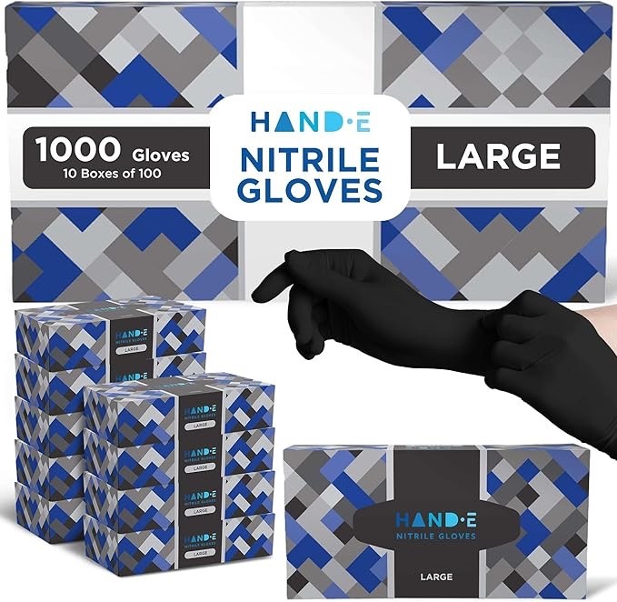 Hand-E Touch Disposable Nitrile Gloves 1000 Count Case Latex Free Powder Free S