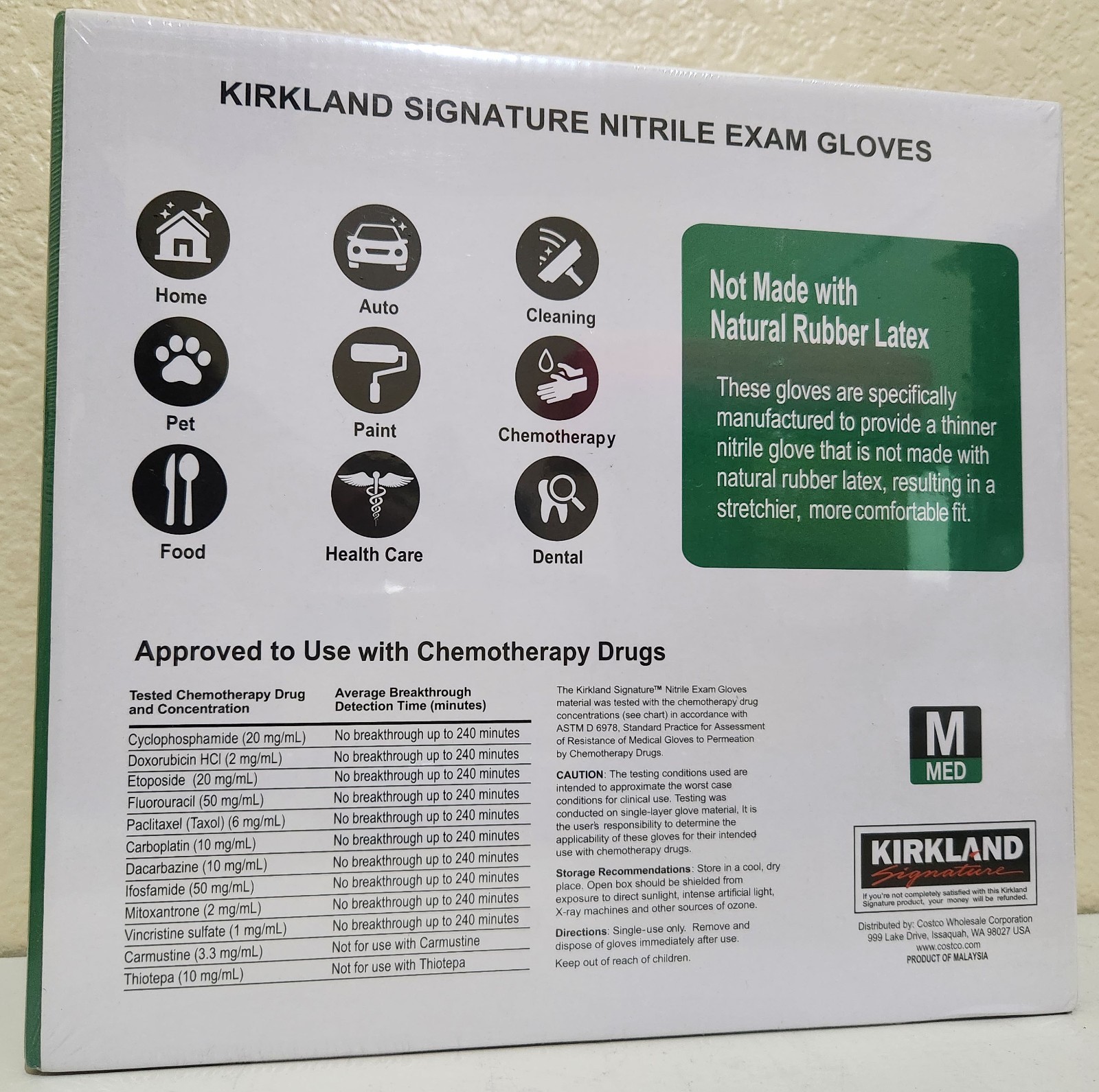 Kirkland Signature Nitrile Exam Gloves, Medium 400 Multipurpose Count