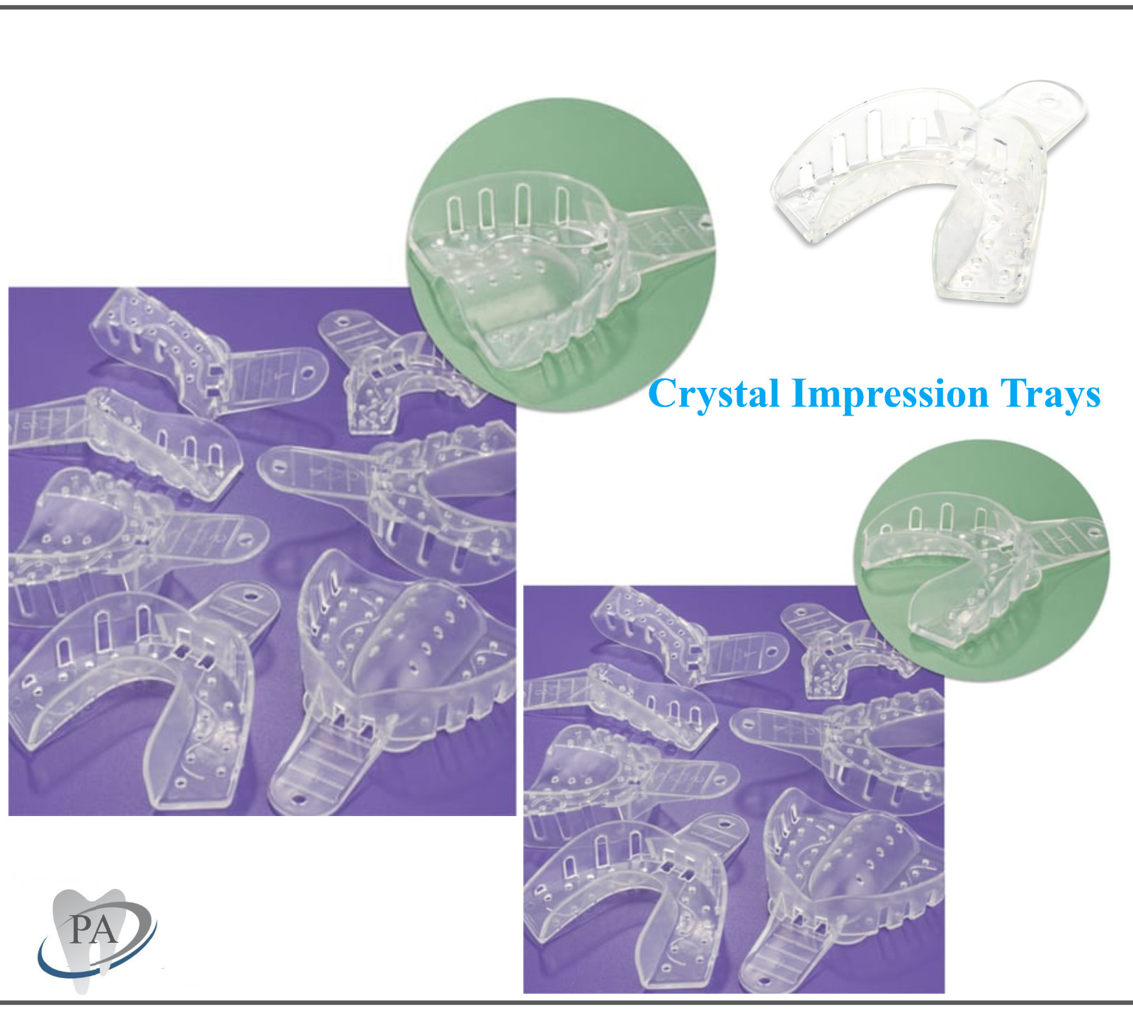 Dental Clear Impression Trays «Excellent Crystal» (CHOOSE SIZE) (1 Bag of 12)