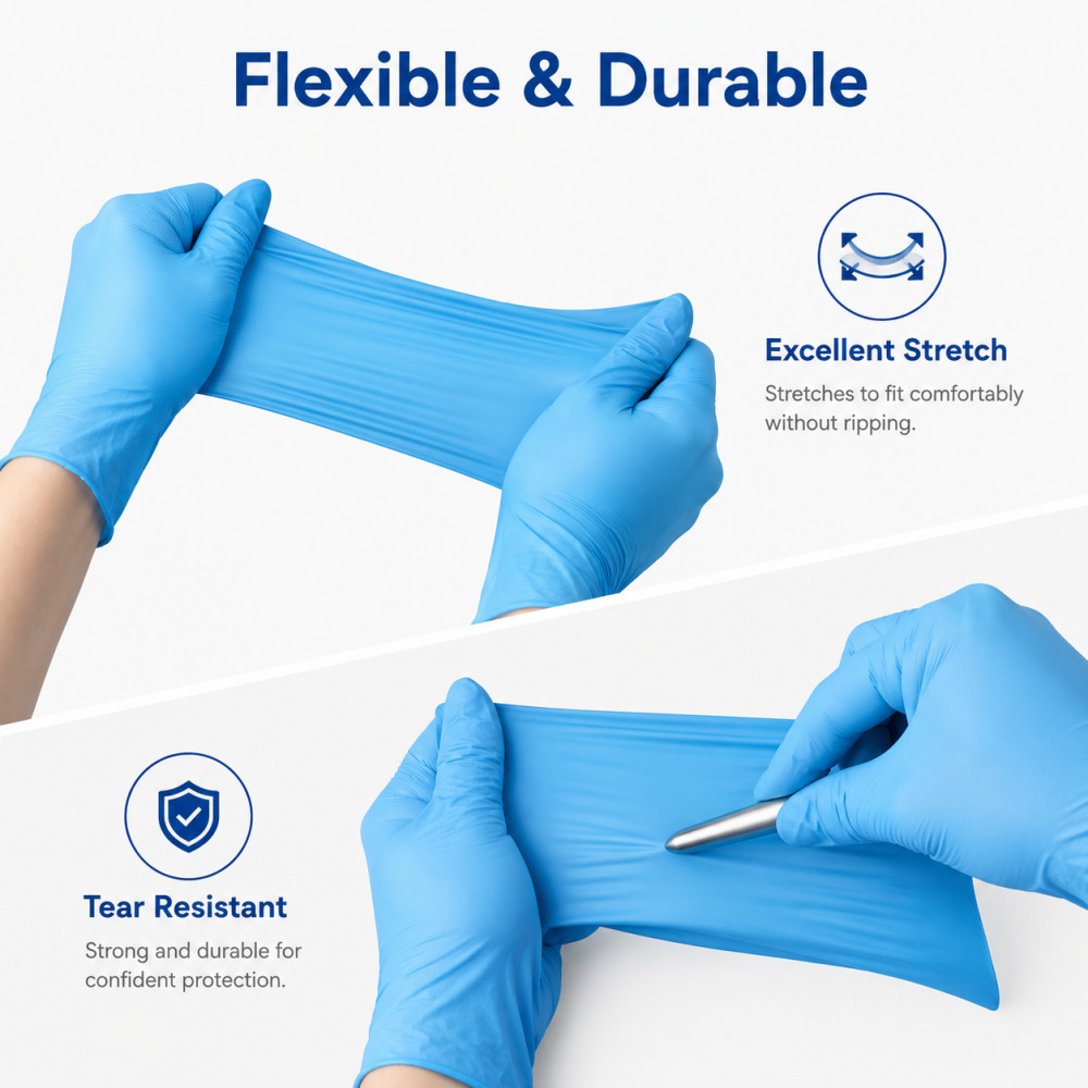 400PCS Disposable Nitrile Exam Gloves 4.5 mli Powder & Latex Free Cleaning Glove