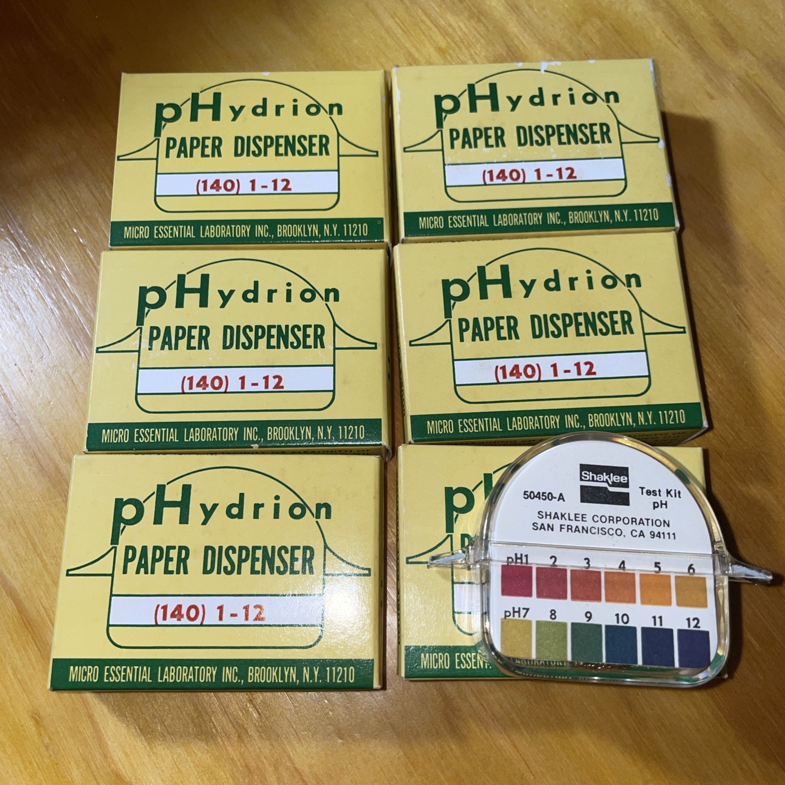 Hydrion (140) 1-12 pH Test Paper Double Roll Dispenser Lot Of 6 New Test Kit