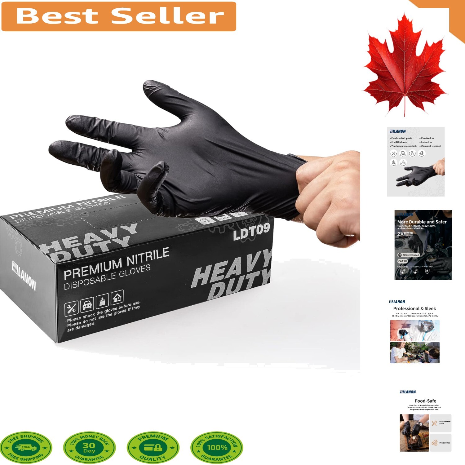 FDA Compliant Black Disposable Gloves XL – DEHP-Free, Oil Resistant, 100-Count