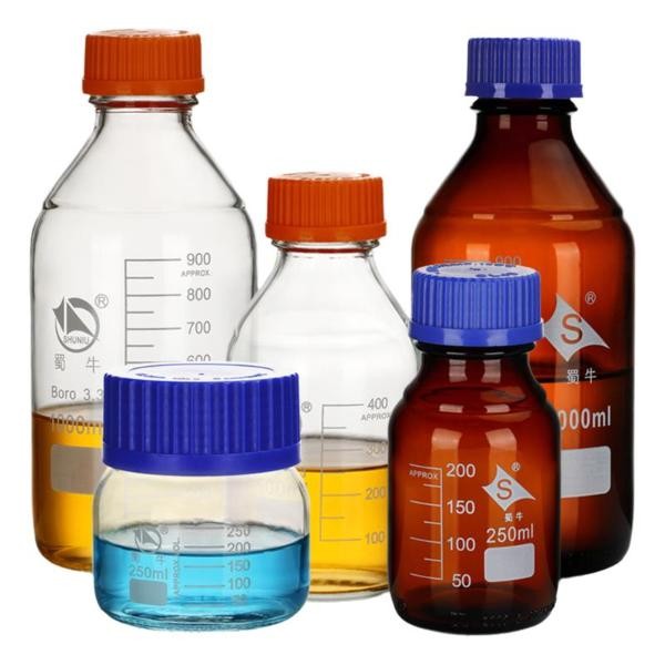 Laboratory Sample Bottle 100ml-5000ml Amber Borosilicate GL45 Cap Glassware