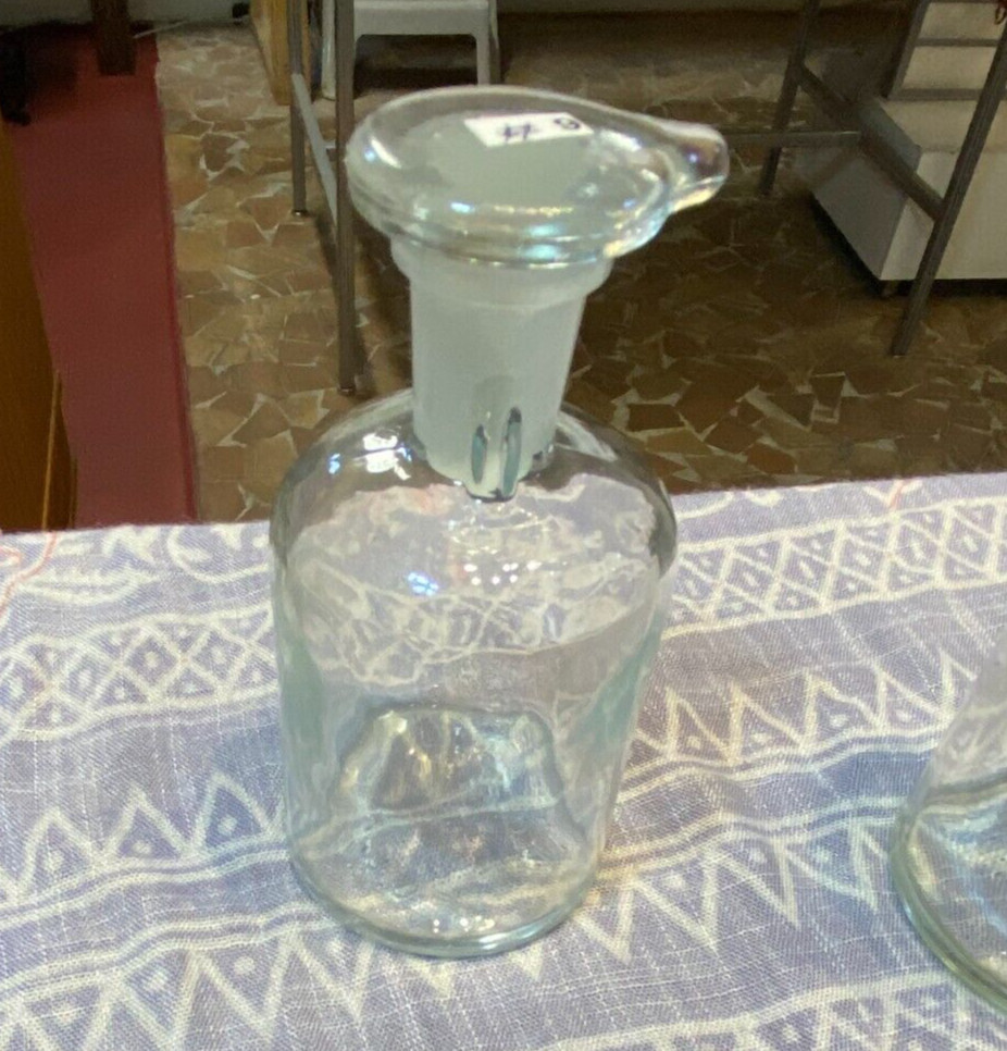 Vintage T.C.W. CO U.S.A. #19 Lab Apothecary Clear Glass Bottle with Stopper 4″