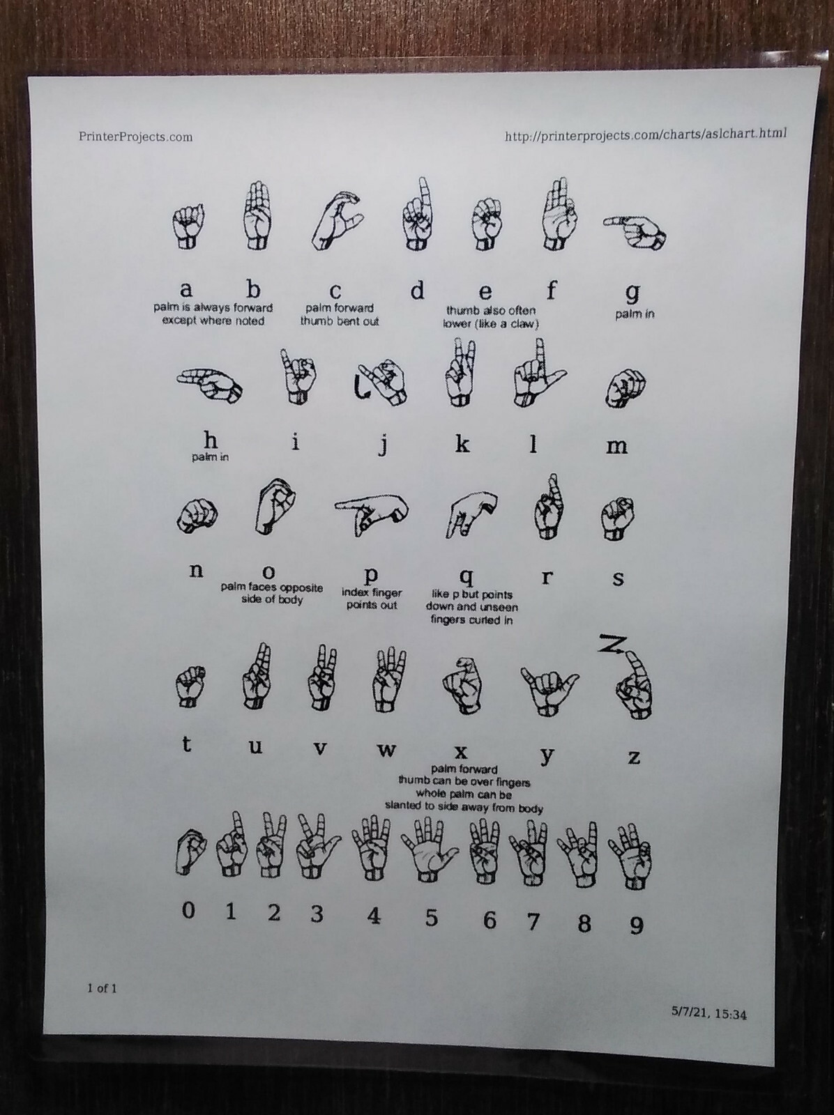 Signing Chart 12 x 9 inches ~ Laminated ~ FREE shipping