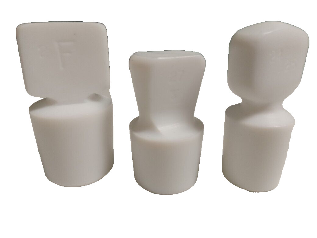 Misc Brand & Sizes 24, 27, 29 Hollow PTFE Teflon Stoppers For Lab Flasks (3 Pcs)