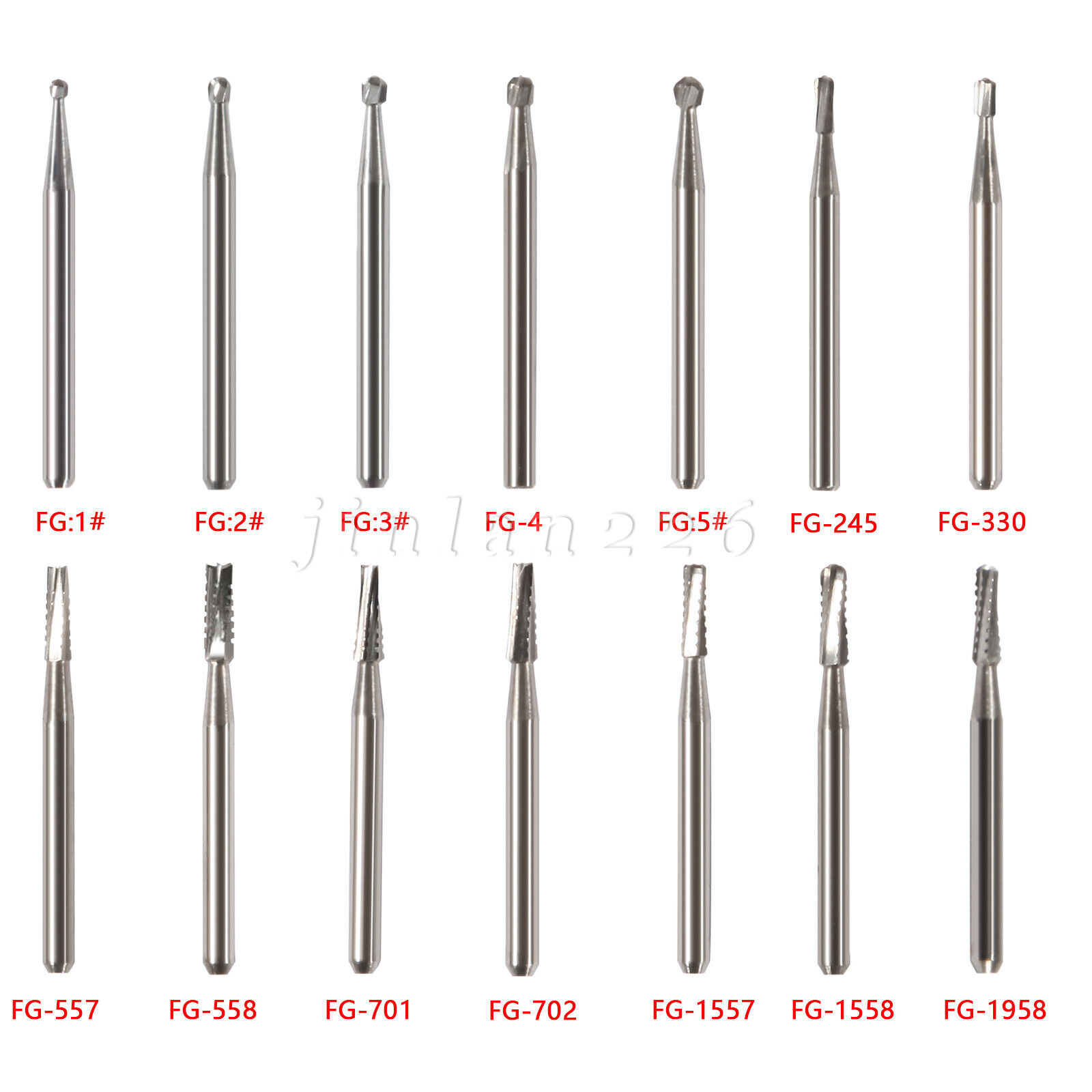 10PCS Dental Burs FG 330 557 4 Carbide Burr Friction Grip Round Pear High Speed