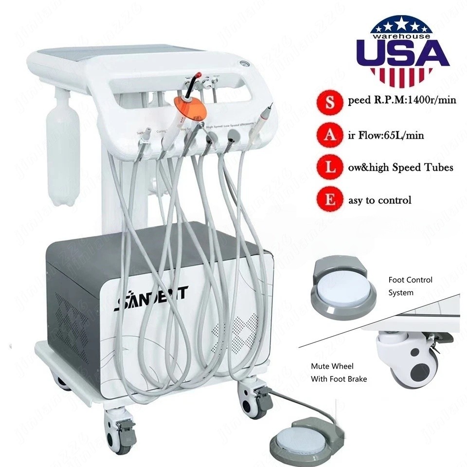 FDA Portable Dental Delivery Unit System Compressor Scaler Curing High Suction