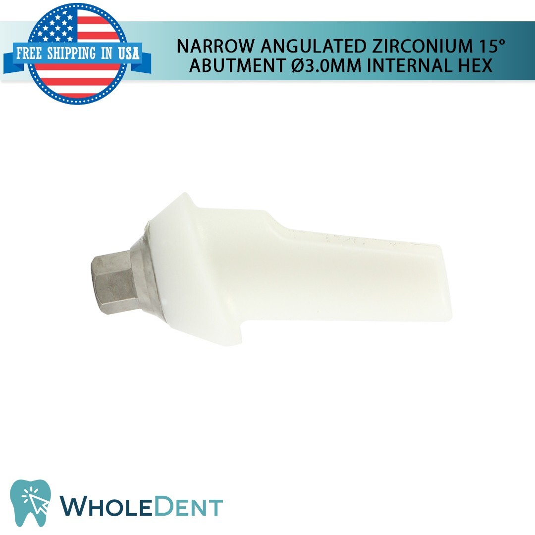 1x Narrow Angulated Zirconium Abutment 15° Titanium Base Int Hex Dental Tool