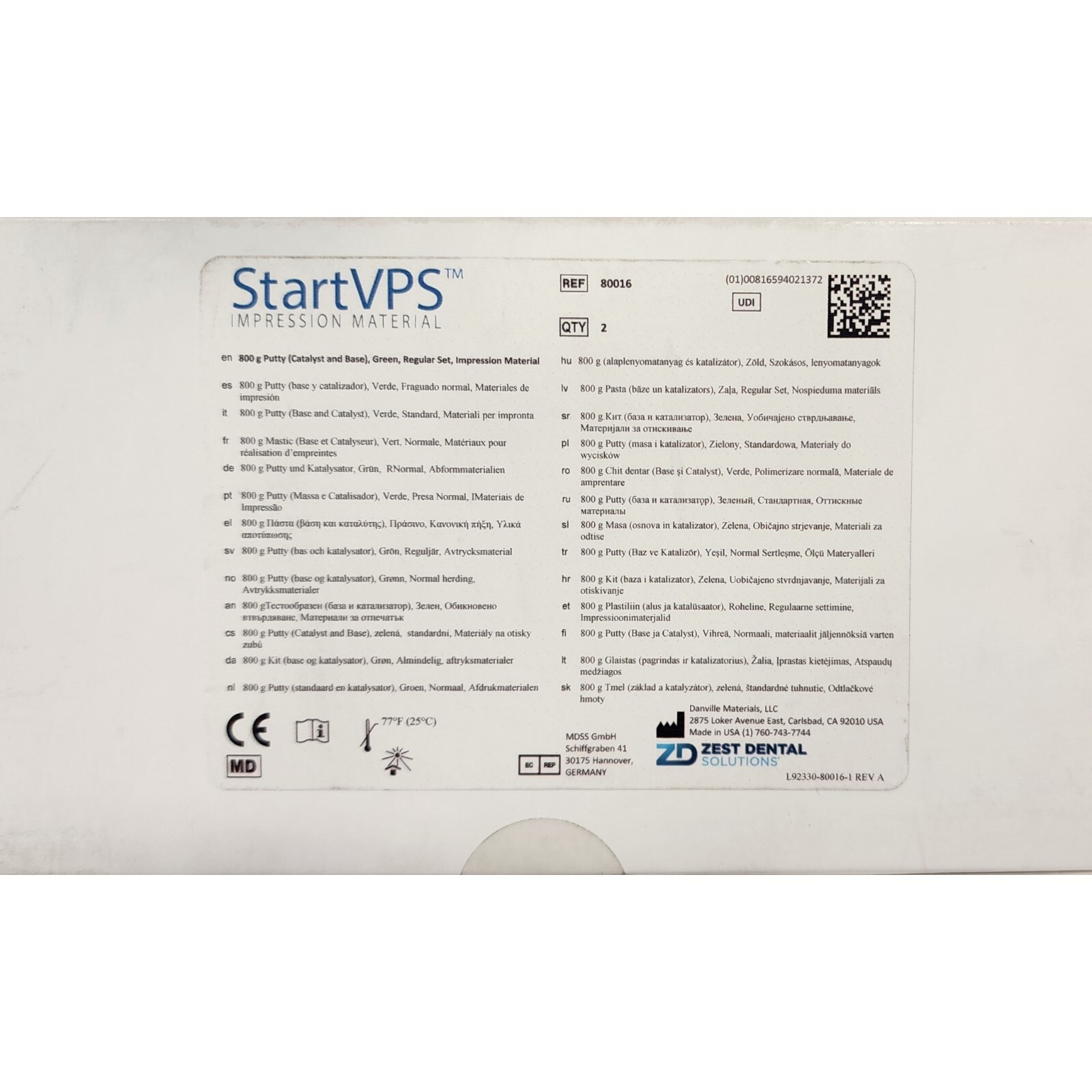 *1-Pack* Start VPS Catalyst & Base Regular Set 800g Impression Material 80016
