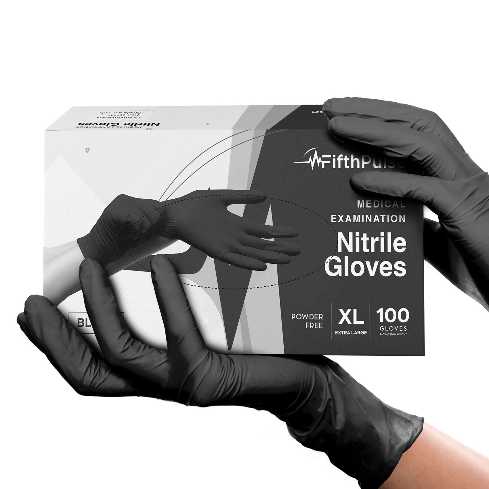 Black Nitrile Disposable Gloves X-Large, 100 Count – Powder-Free Latex-Free R…