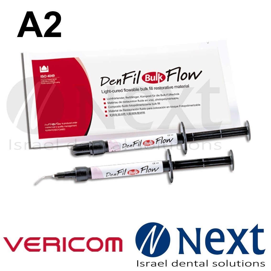 DenFil Bulk Flow Light-cured Flowable Bulk Fill Restorative Material Vericom A2