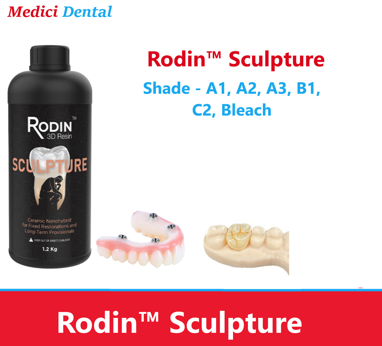 Dental 3D Resin Rodin Sculpture Ceramic, Nanohybrid, Bleach, A1, A2, A3, B1, C2