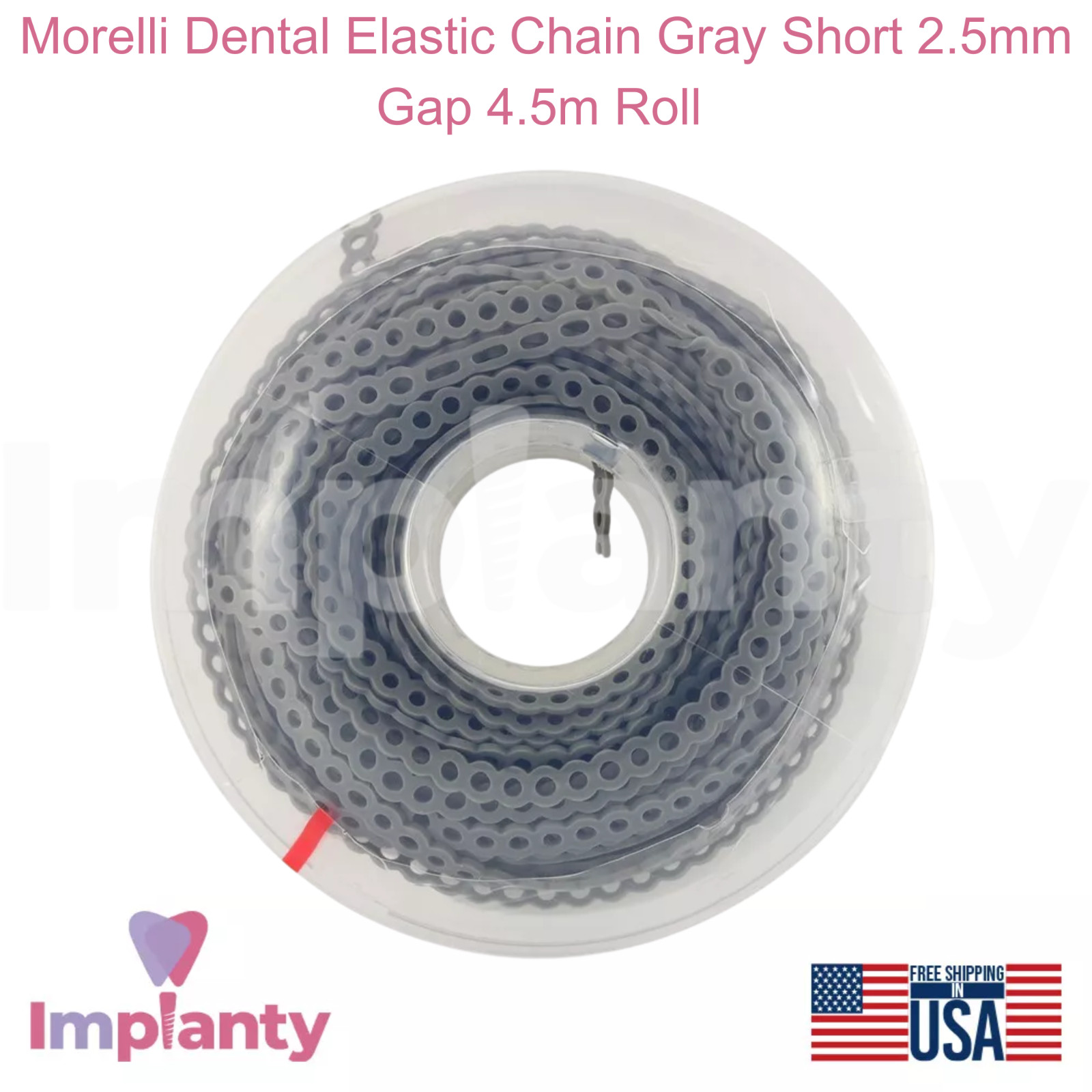 Morelli Dental Elastic Chain Gray Short 2.5mm Gap 4.5m Roll Dentistry Tool