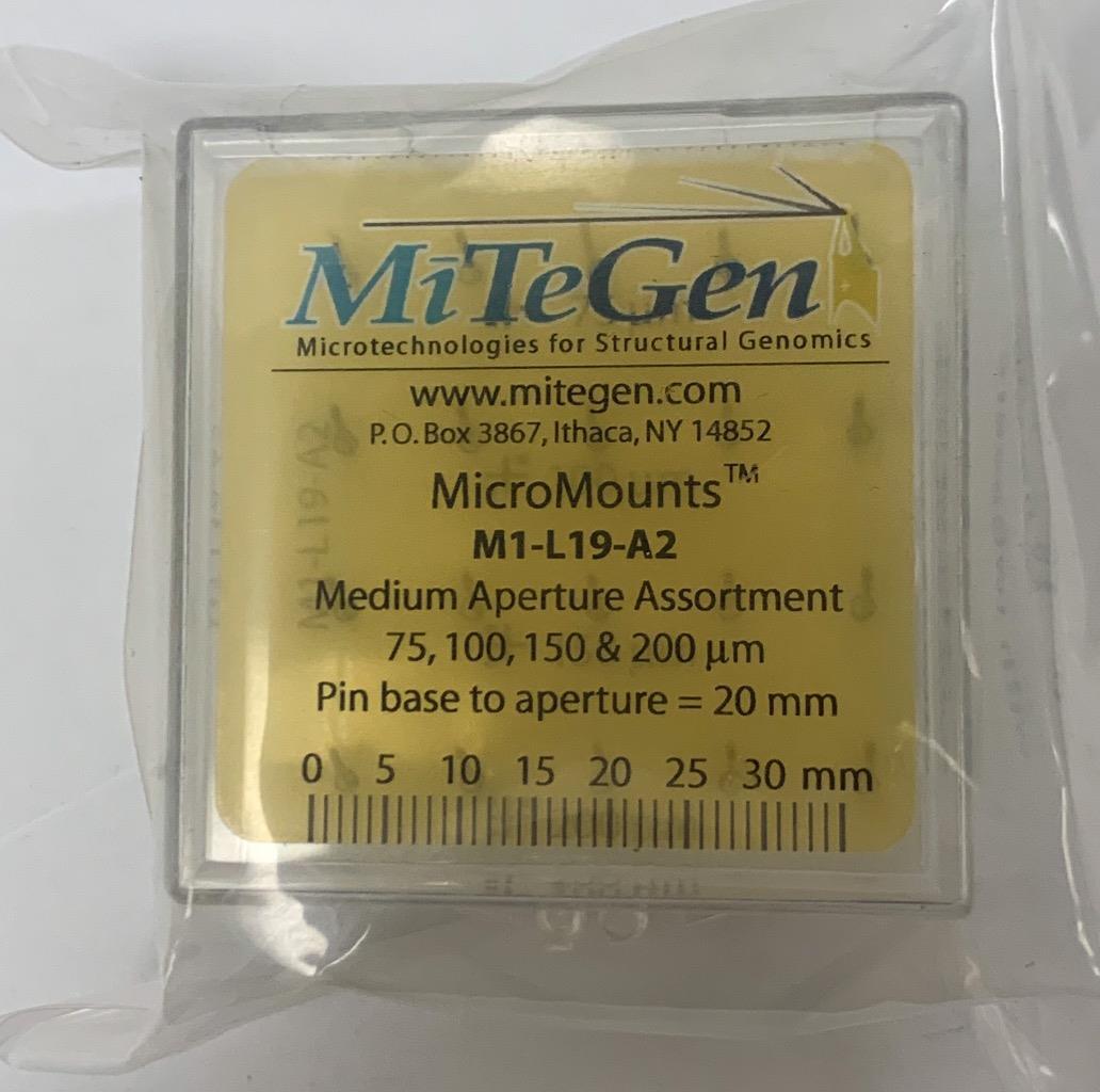 MiTeGen M1-L19-A2 Micro Mounts Medium Aperture Assortment, New Lot of 2 (8121)W
