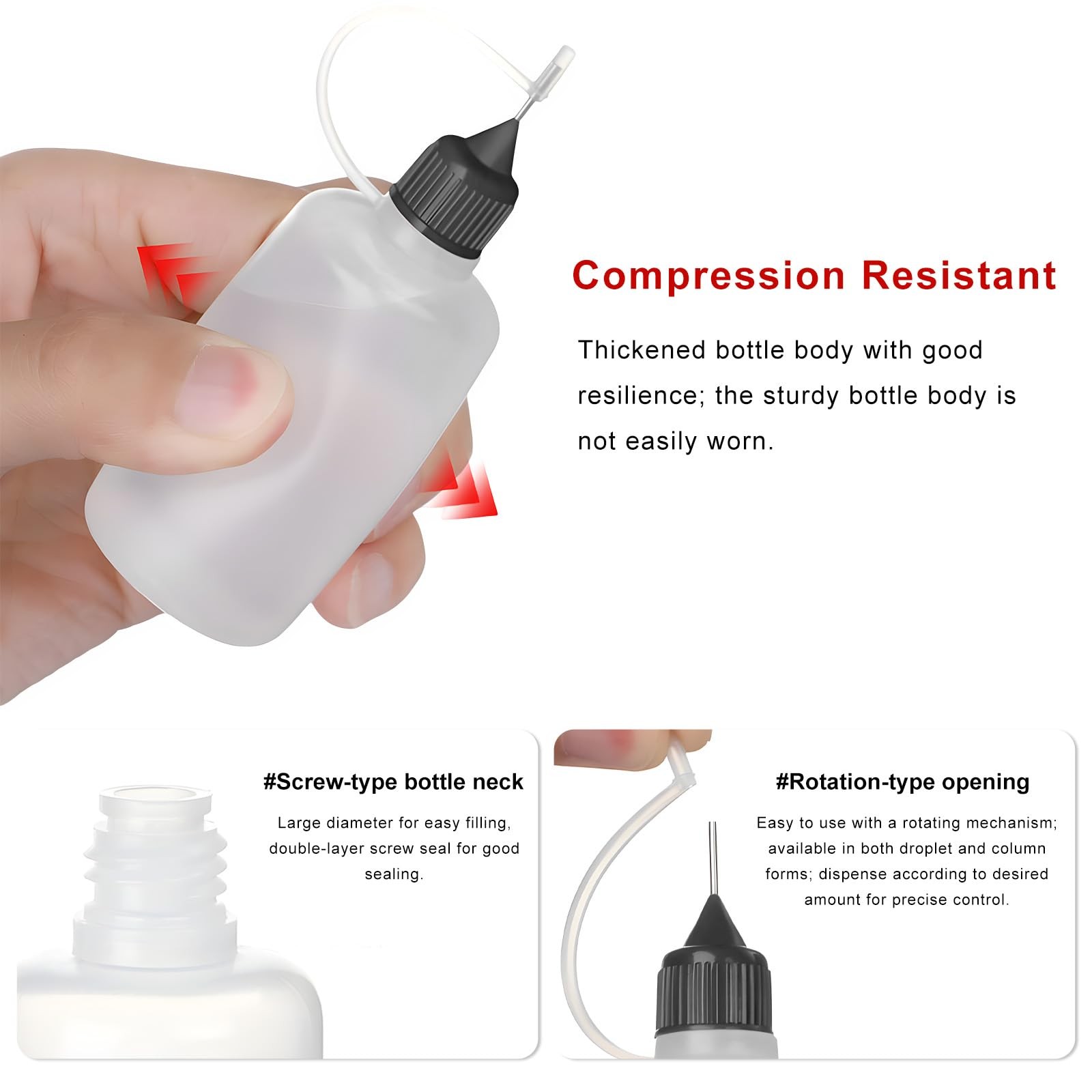Rdxcv 3 PCS Needle Tip Glue Bottle, 5ML Precision Oil 5 ml, Transparent