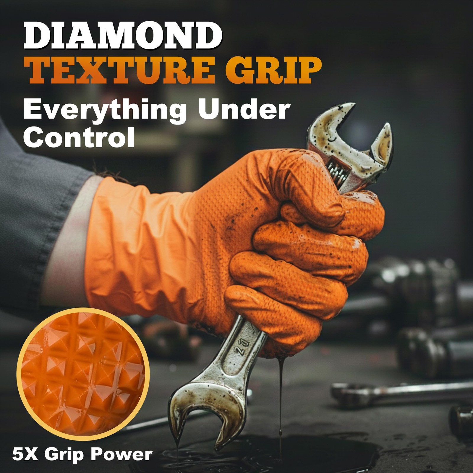 Heavy Duty Industrial Orange Nitrile Gloves, 8-mil, Gloves Disposable Latex F…