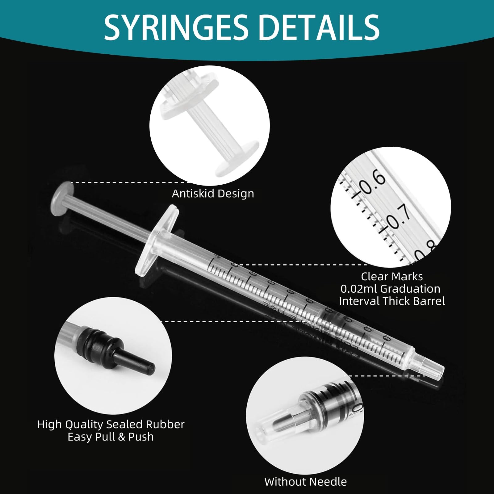 30Pack Syringes without Needle No Rubber Ring, HPLC Sampler Resistant to Orga…
