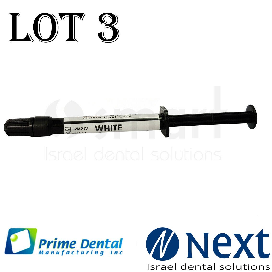 LOTx3 Dental Parafil composite visible flow light cure stain syringes 1.6g White