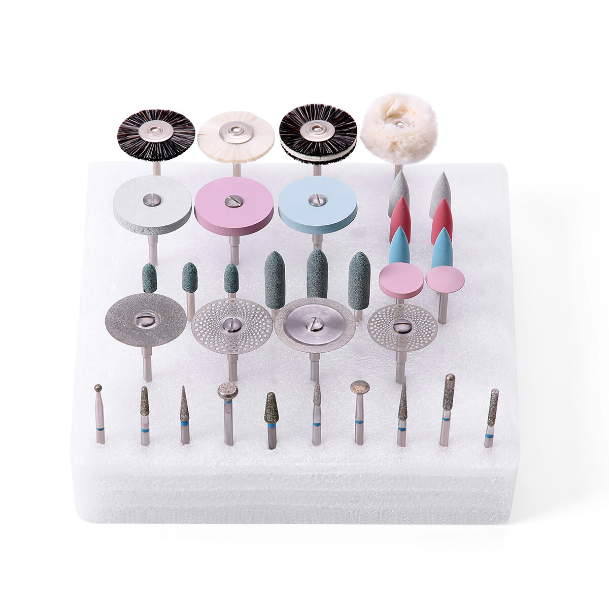 Dental Lab Polishing HP Kit Diamond Burs Brush For Ceramics Porcelain Grinding