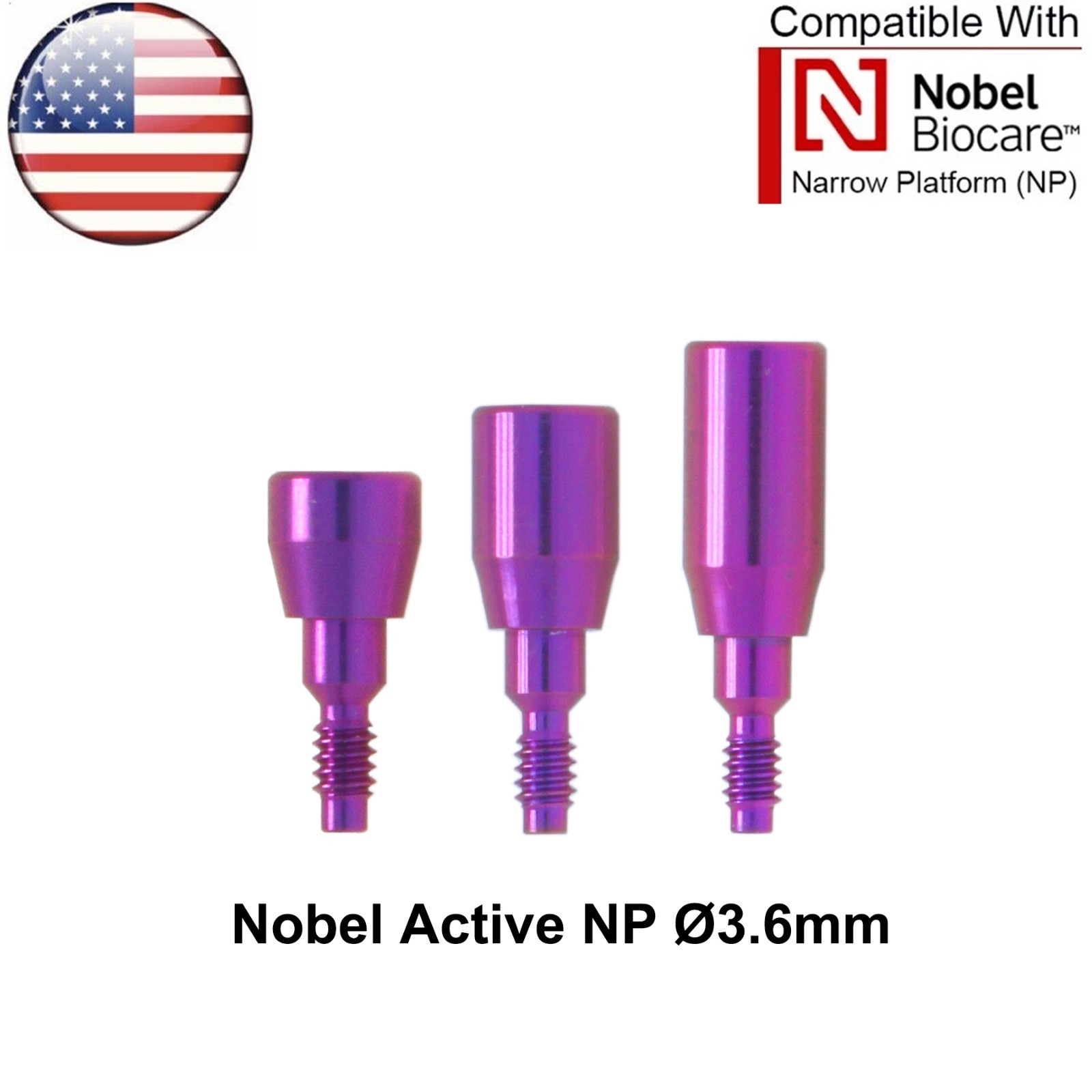 US Dental Healing Cap Abutment NP/RP Compatible with Nobel Active ∅3.6 ∅5.0 ∅6.0