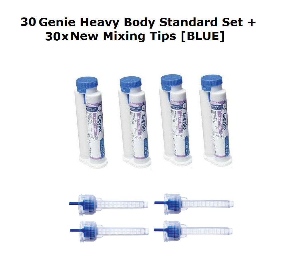 Genie 30x50mL Cartridges Impression Material Heavy Body Standard Set + 30 Tips