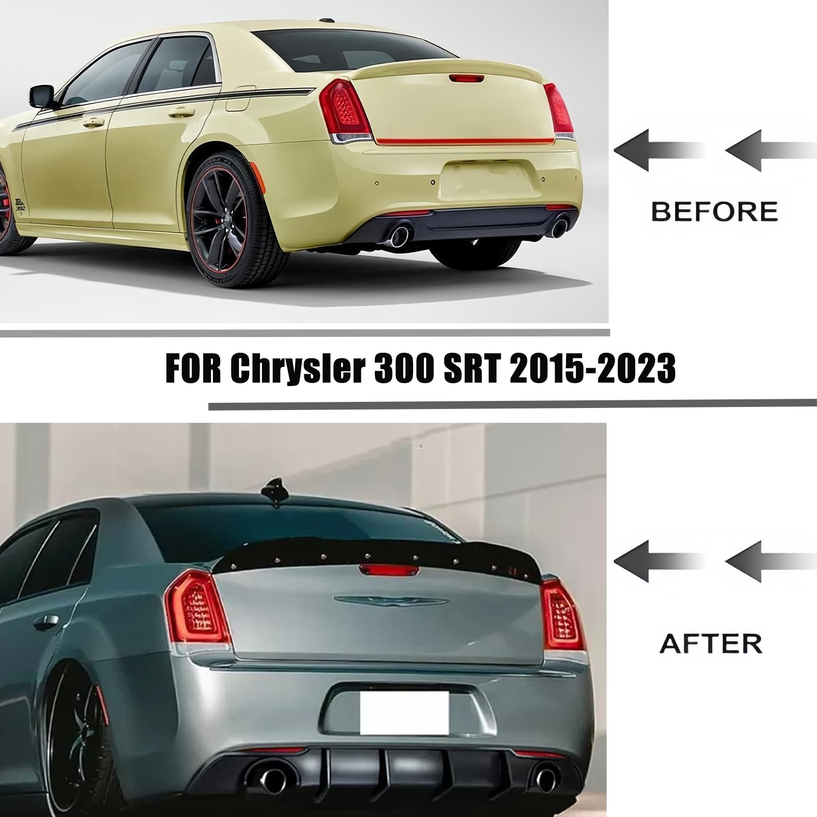 Rear Diffuser Lip 2015-2023 Chrysler 300 SRT Shark Fin Splitter Matte Black