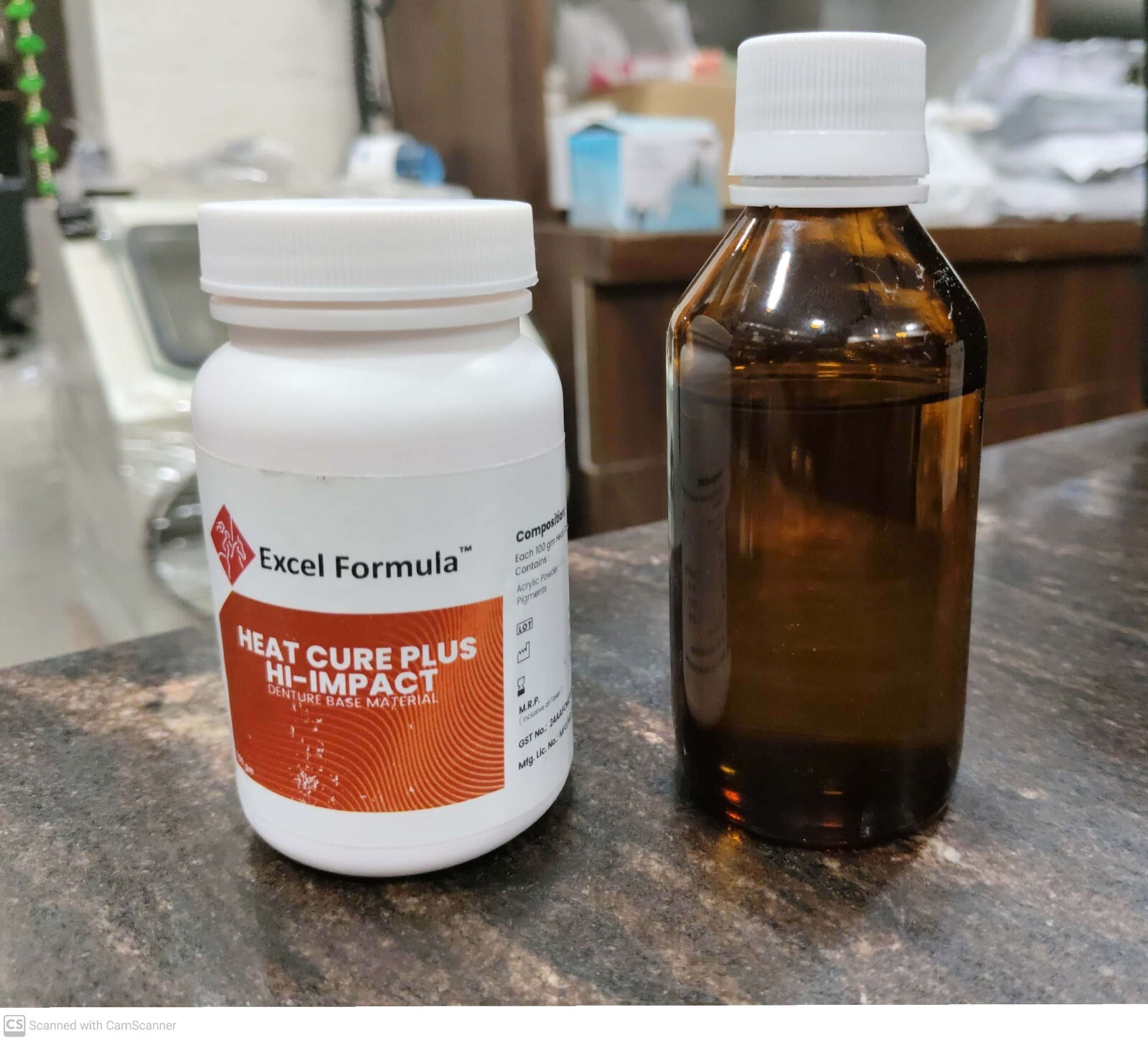 Dental HEAT CURE PLUS Hi Impact Denture Base Material – Powder 100g Liquid 100ml