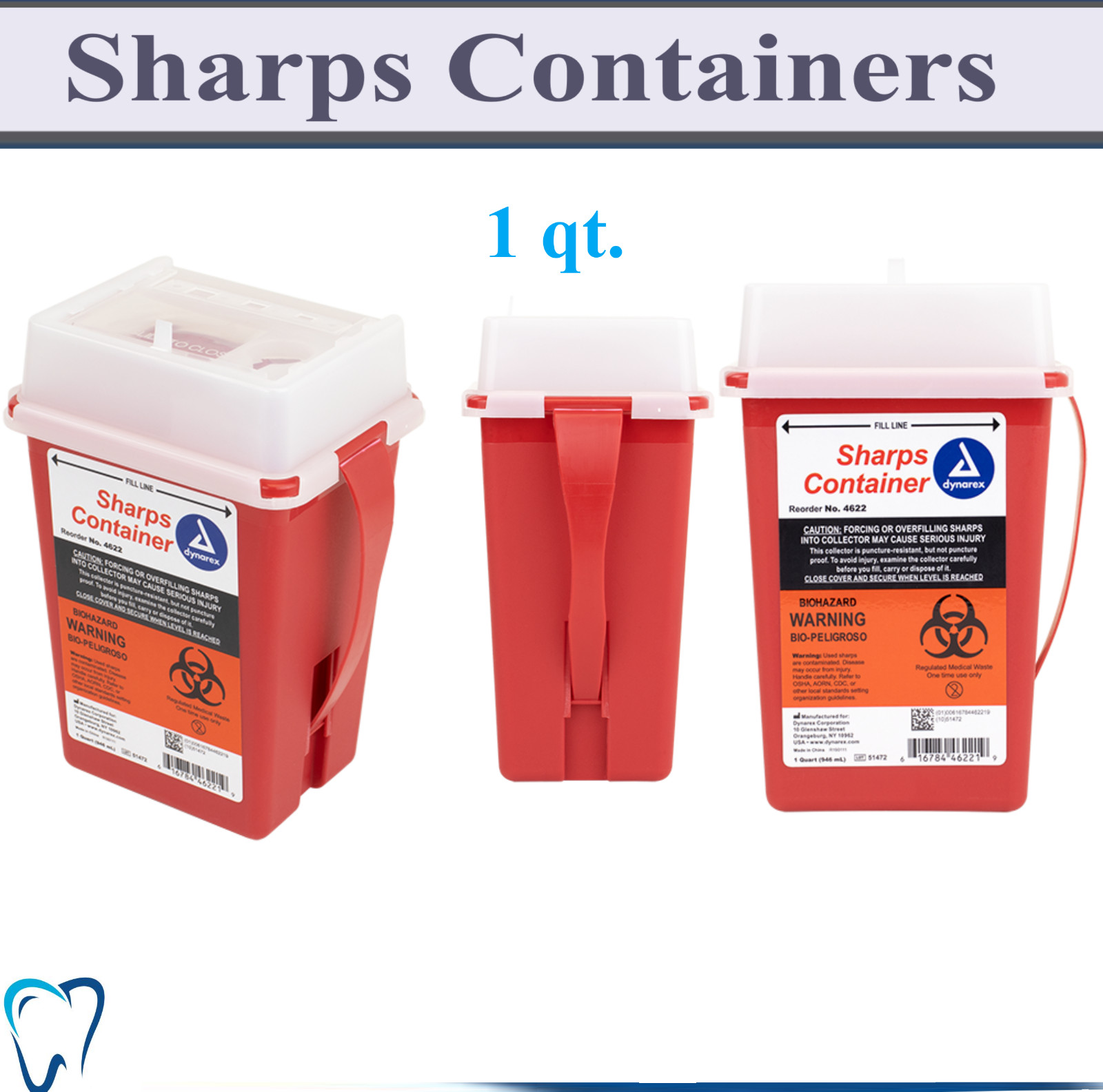 Prevent Sharps Container 1 qt, 2 qt, 5 qt., 1 gal, 2 gal., Locking & Horizontal