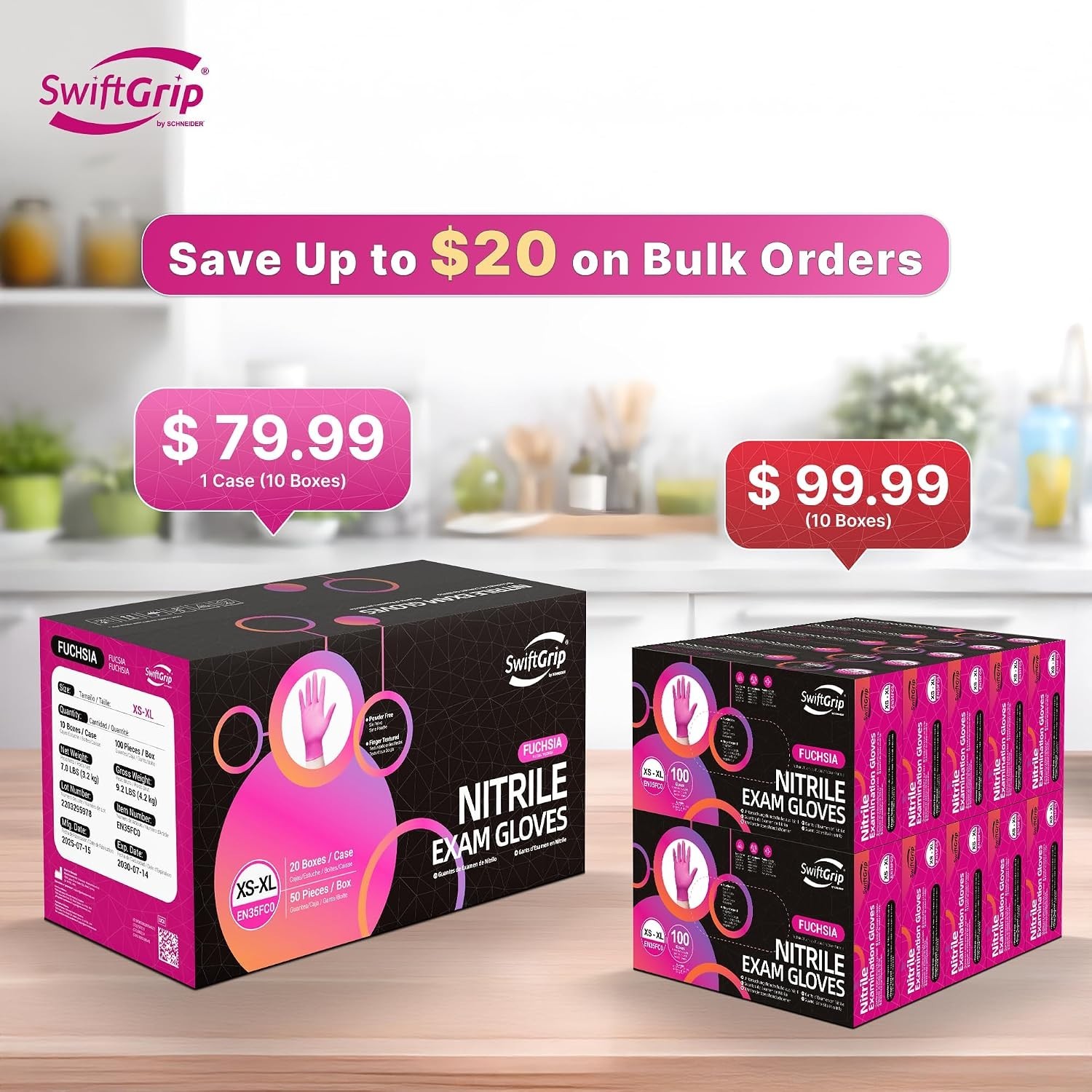 Fuchsia Powder-Free Gloves – Disposable, Latex-Free, 1000ct