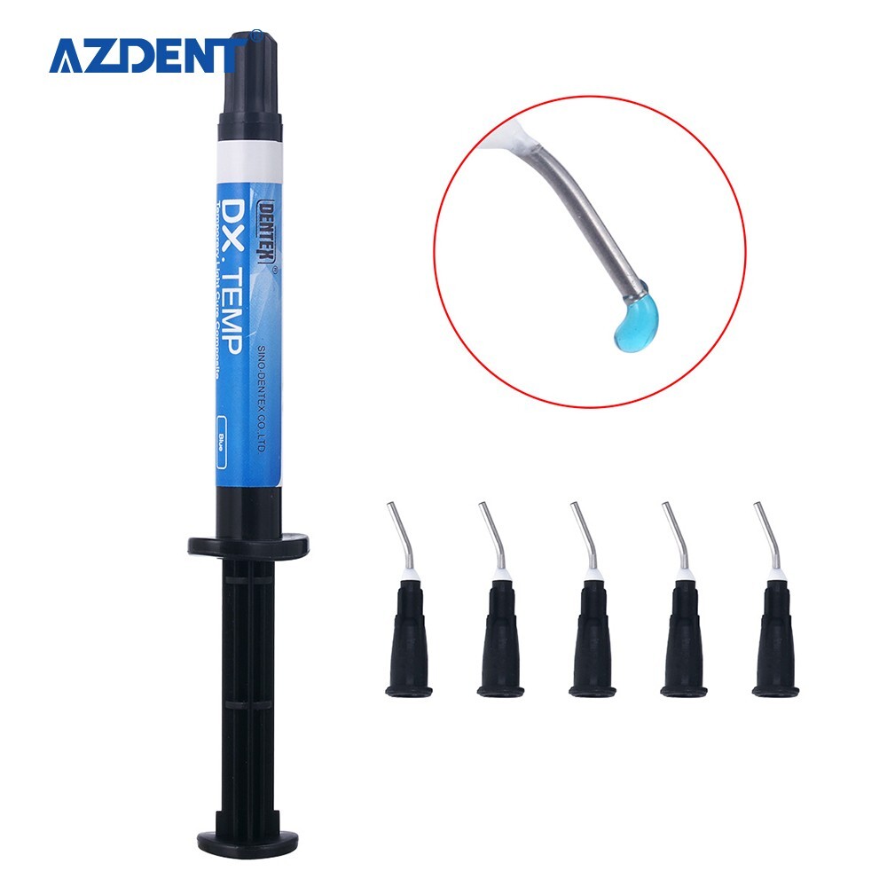 Dental Temporary Flow Light Cure Blue Filling Composite Resin DENTEX 2.5g Blue