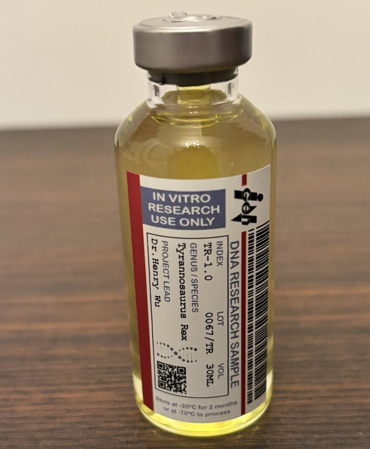 T Rex Embryo- DNA Research Sample Tyrannosaurus Rex TR-1.0 30 mL Biological Lab
