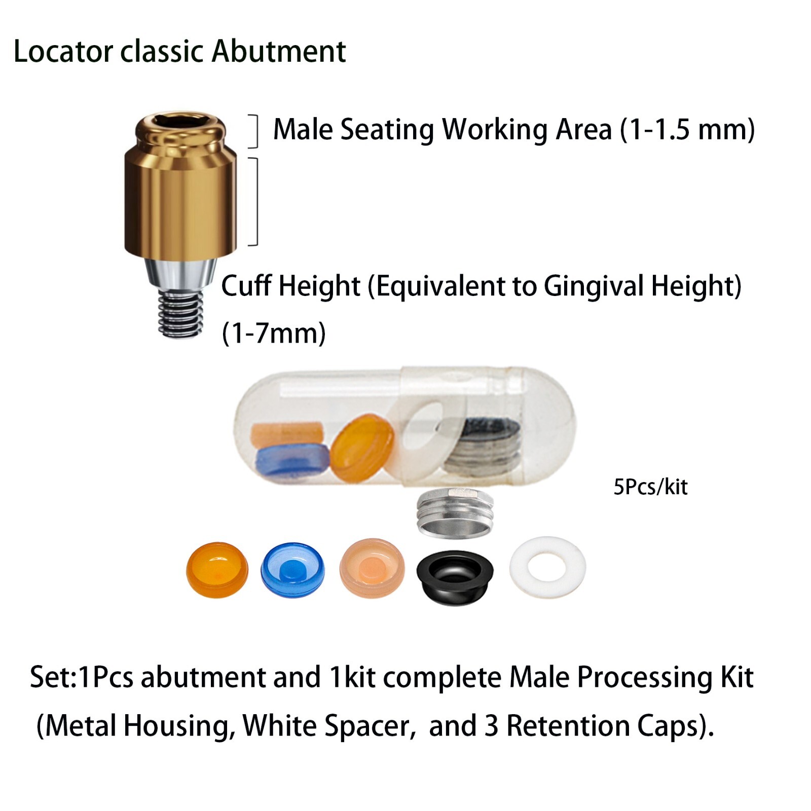 US Locator Abutment & Male Cap Inserts Kit For Hiossen DIO UF Snucone Implants