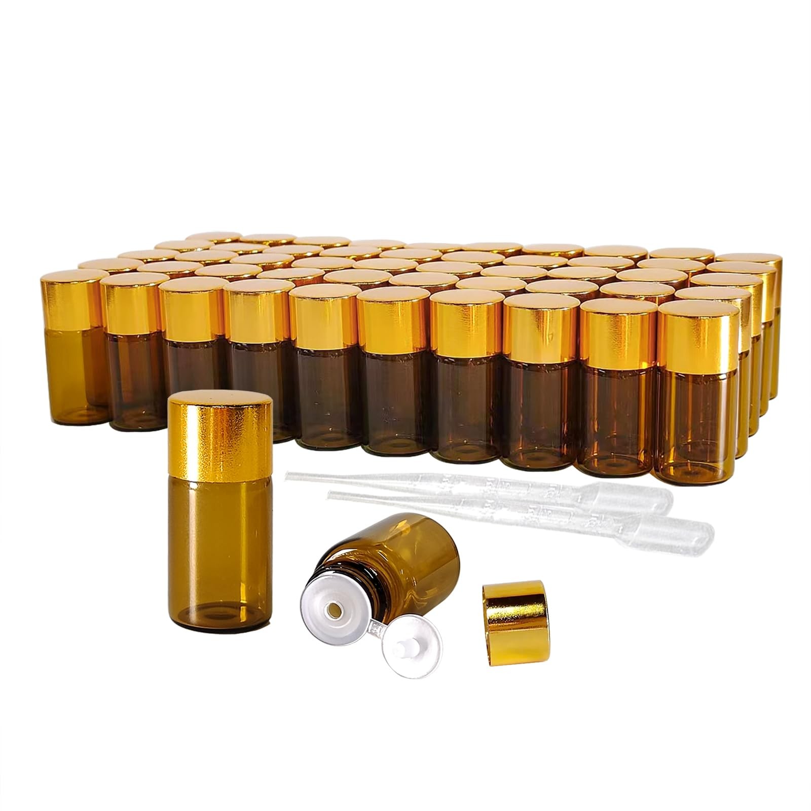 3ml Amber Mini Essential Oil Sample Bottles with Orifice Reducers Container