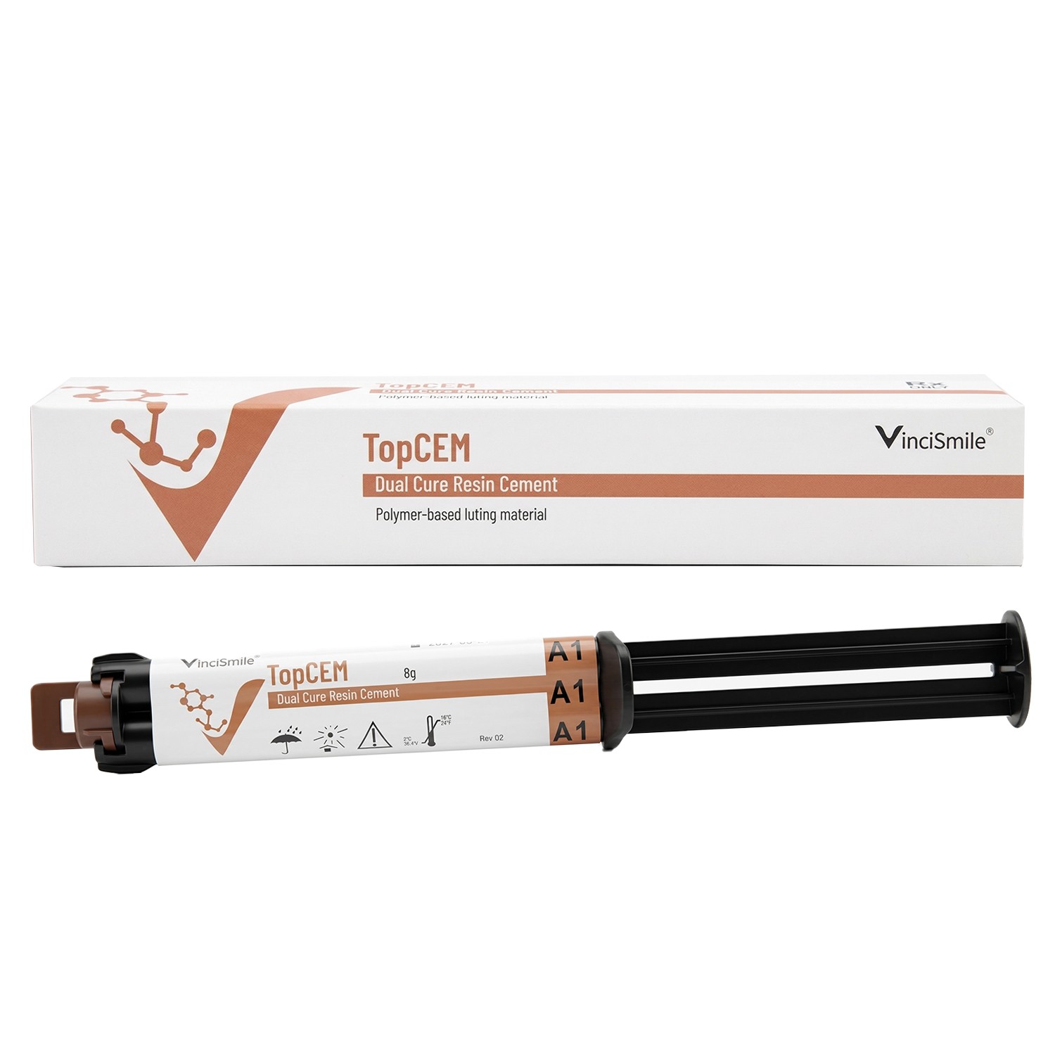 Vincismile TopCEM Dual Cure Resin Cement Double Curing Crown Bridge Veneer 8g