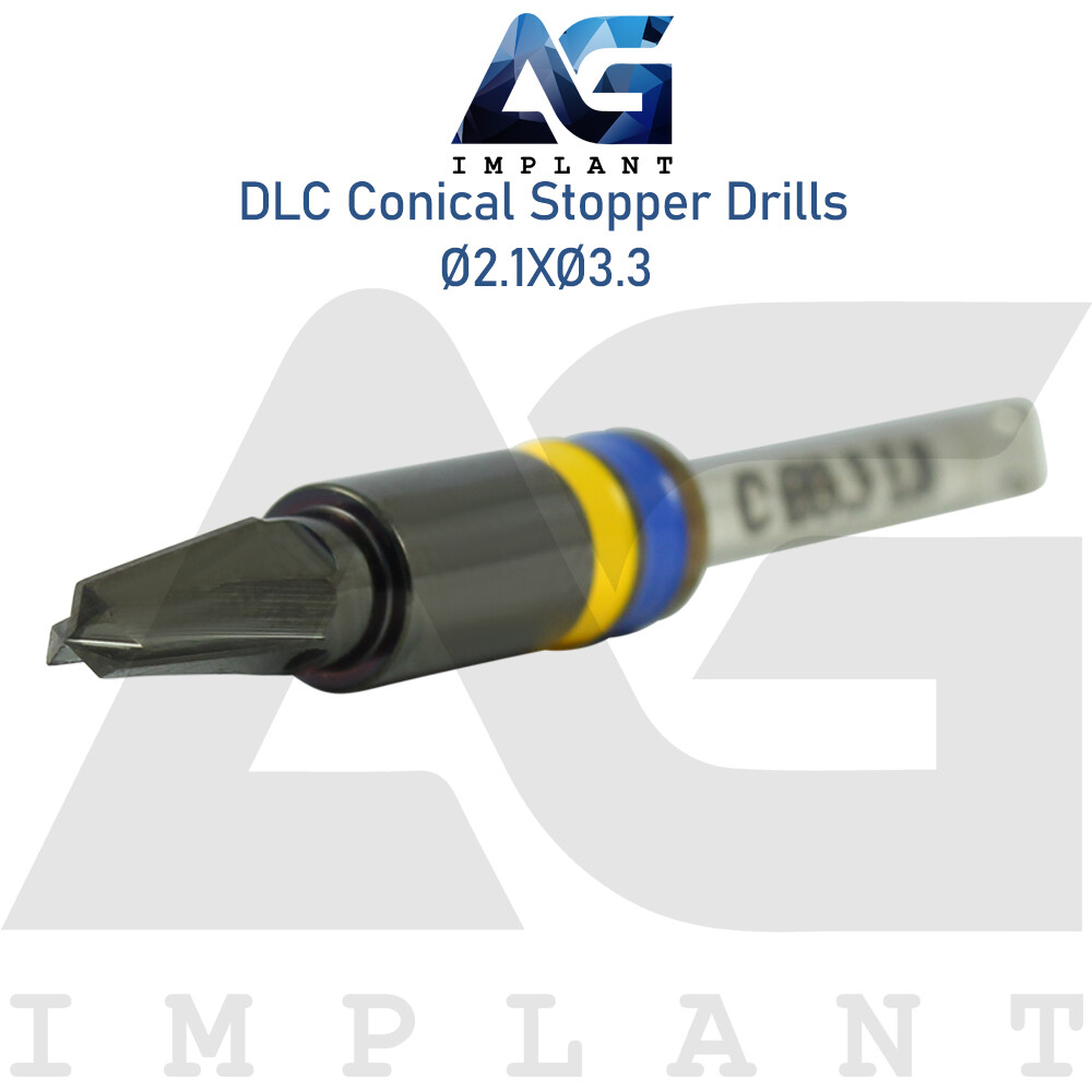 Ø2.1XØ3.3 Integral Stopper DLC Conical Drill External Irrigation Tool Carbon