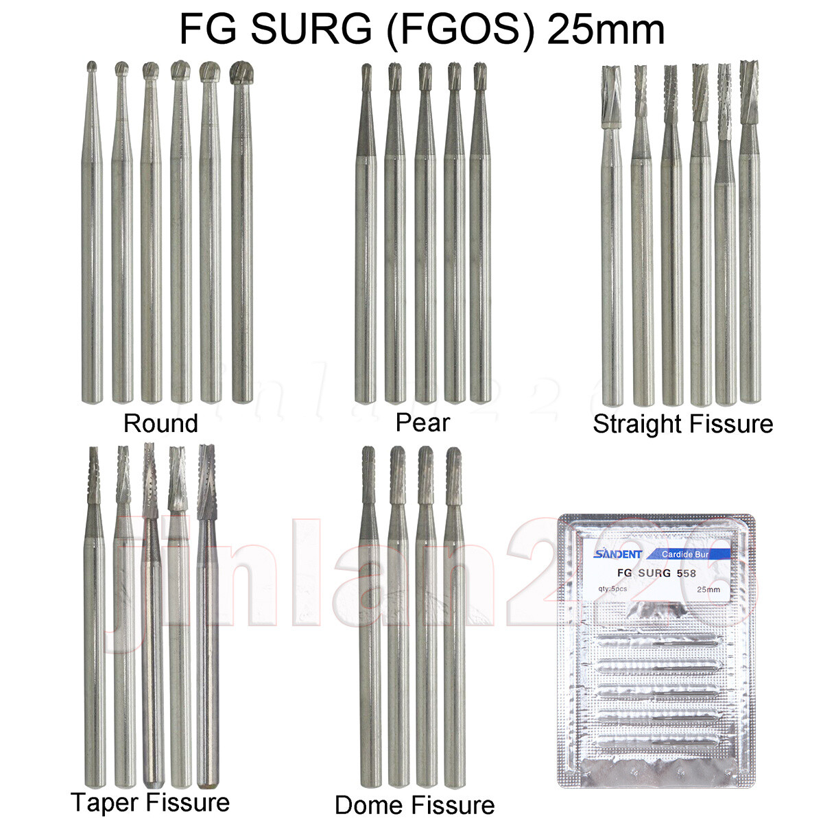 Dental Carbide Oral Surgical FG Burs Round FGOS 2-5 330 Friction Grip Surgery