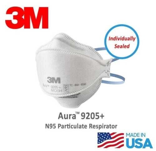 N95 NIOSH Particulate Respiratory Protection MASKS USA MADE 3M 9205+ AURA