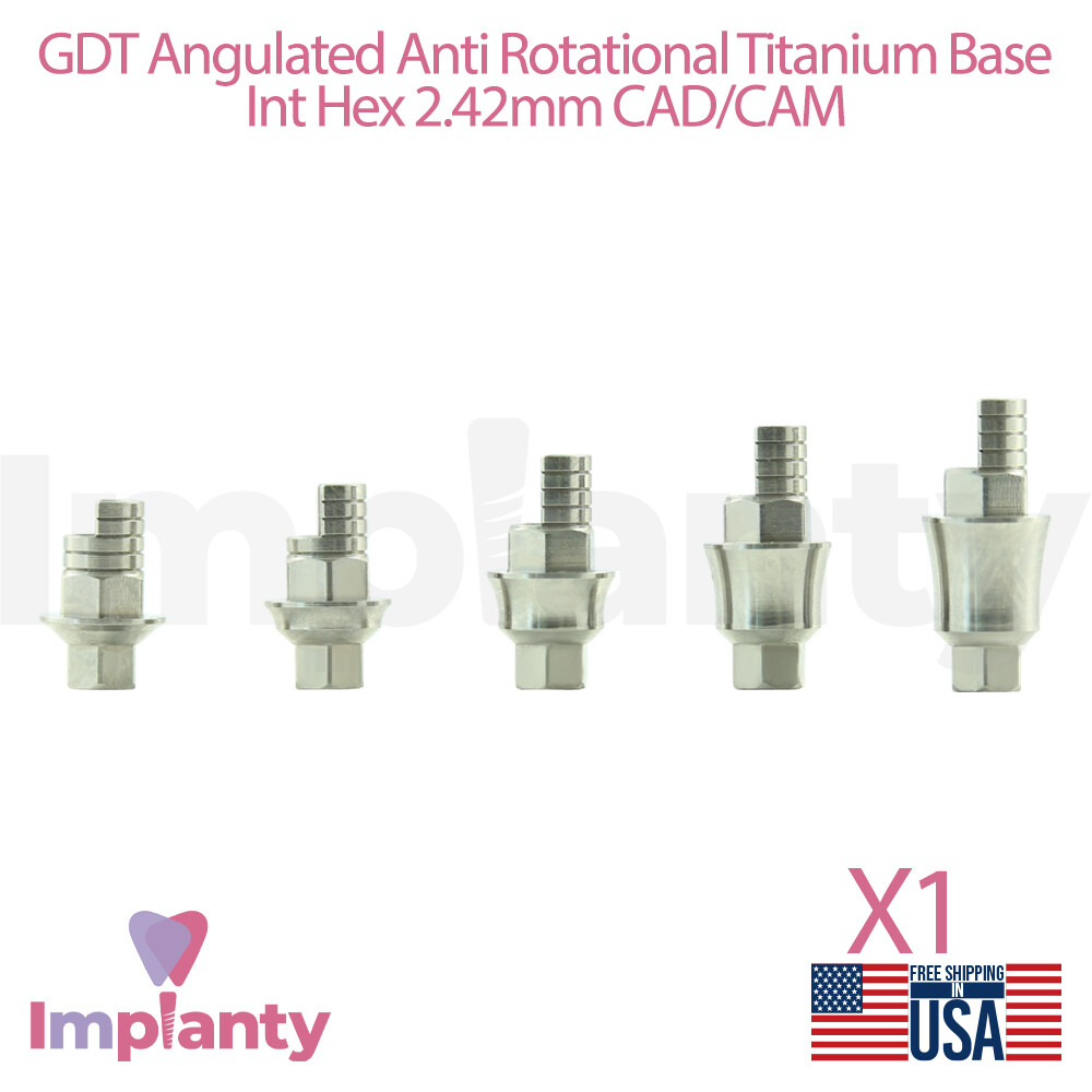 GDT Angulated Anti Rotational Titanium Base Int Hex 2.42mm Dental Lab CAD/CAM