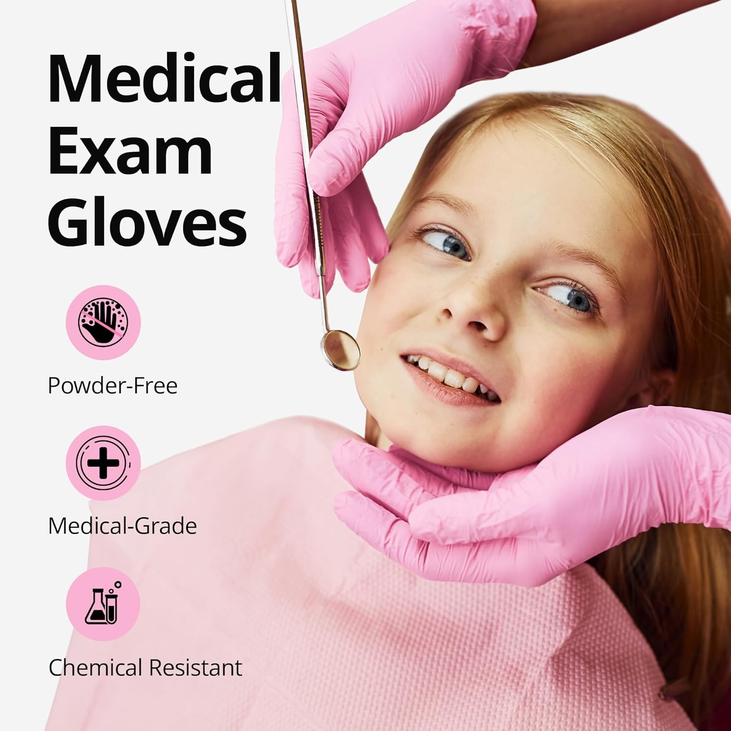 SwiftGrip Pink Nitrile Gloves, 3-mil, Industrial Gloves Small,